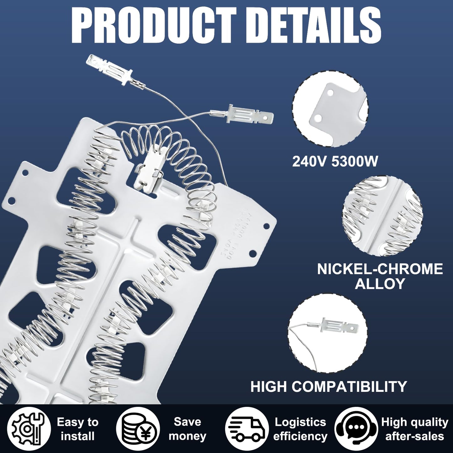 DC47-00019A & DC47-00018A & DC96-00887A Dryer Heating Element Thermostat Thermal Fuse Compatible with Sam-sung, Ken-more, May-tag, Kitchen-aid and Roper models dryer by Wadoy