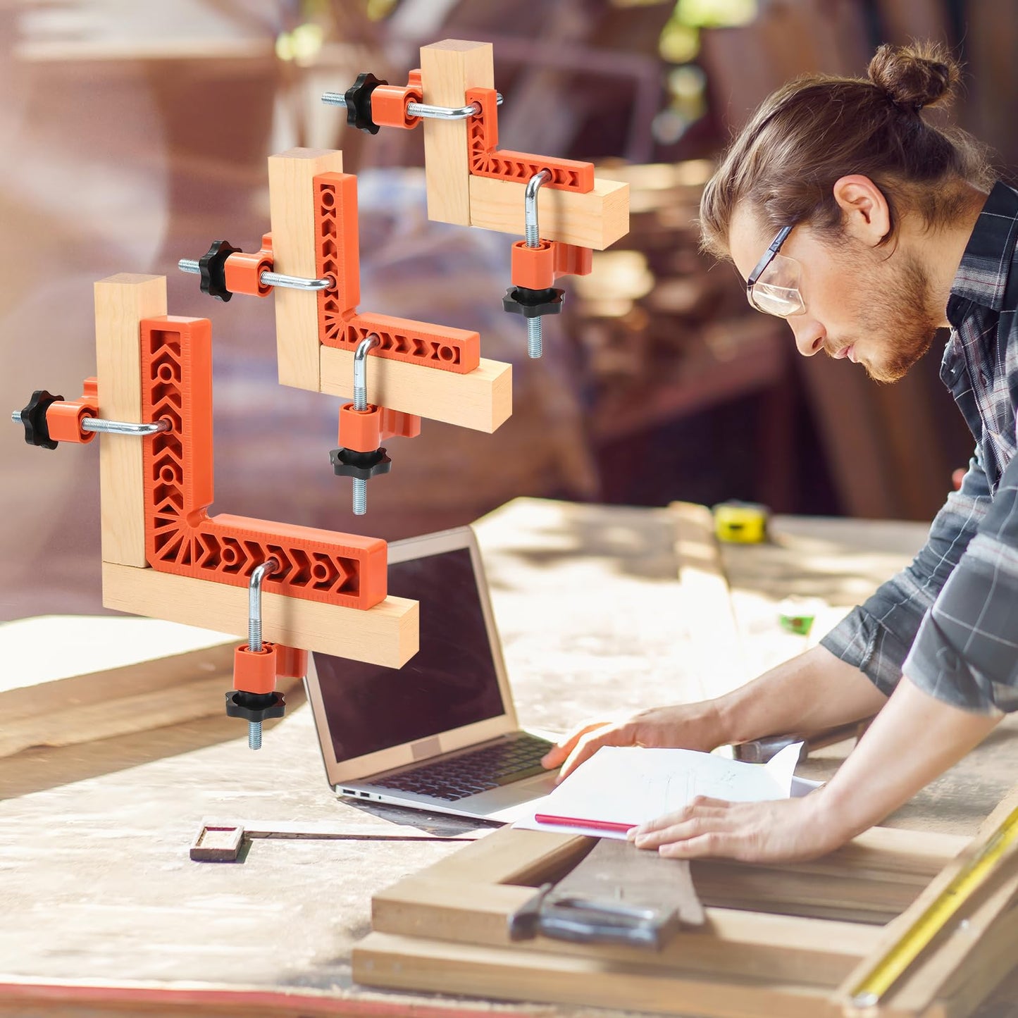 90 Degree Clamp, Positioning Squares Set of 12（3" 4" 6"） Right Angle Clamp, Corner Clamps, Woodworking Tool for Pictures Frames, Cabinets, Boxes