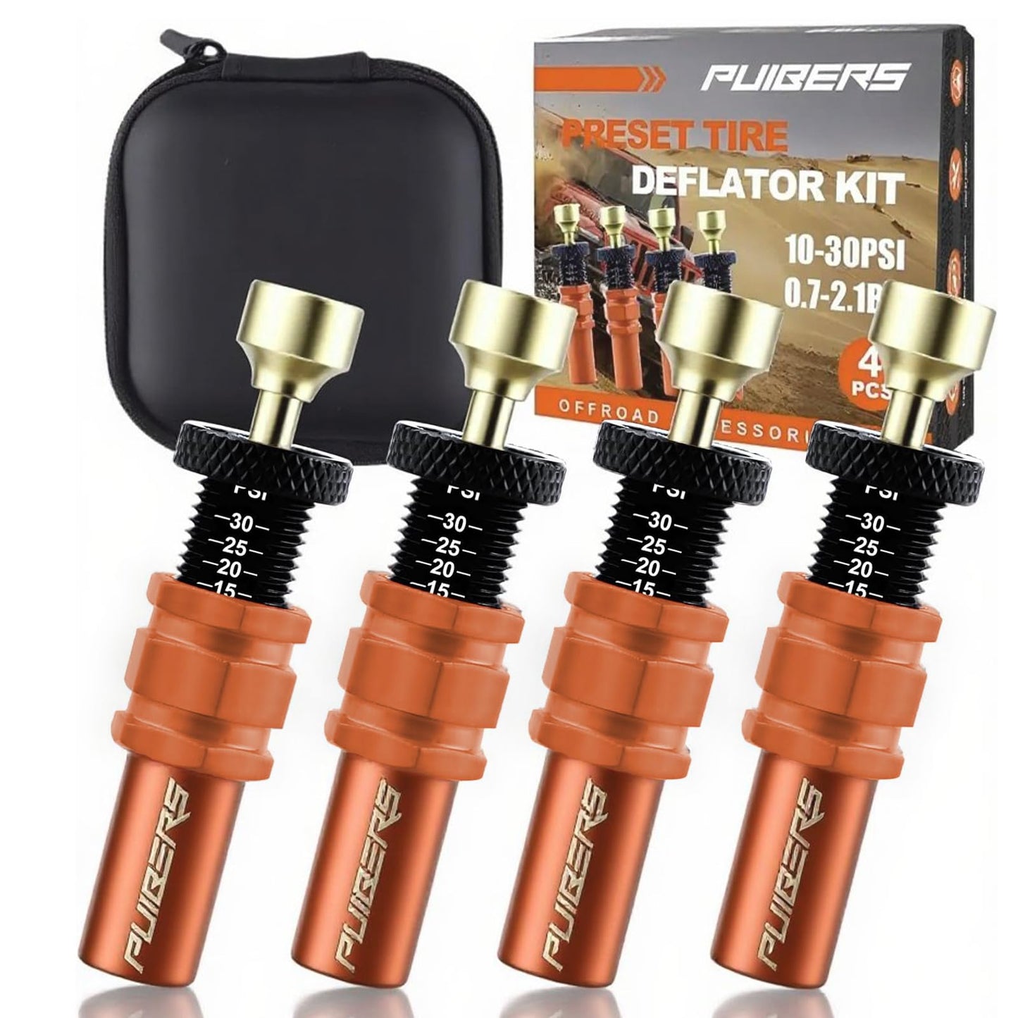 Tire Deflator Adjustable Auto-Stop - Precision Air Down Tire Deflators Tool for Truck, SUV, Motorcycle, Offroad 4x4,Tyre Deflator Valve Kit Tool with PSI & Bar Scales(0.7-2.1bar/10-30PSI)