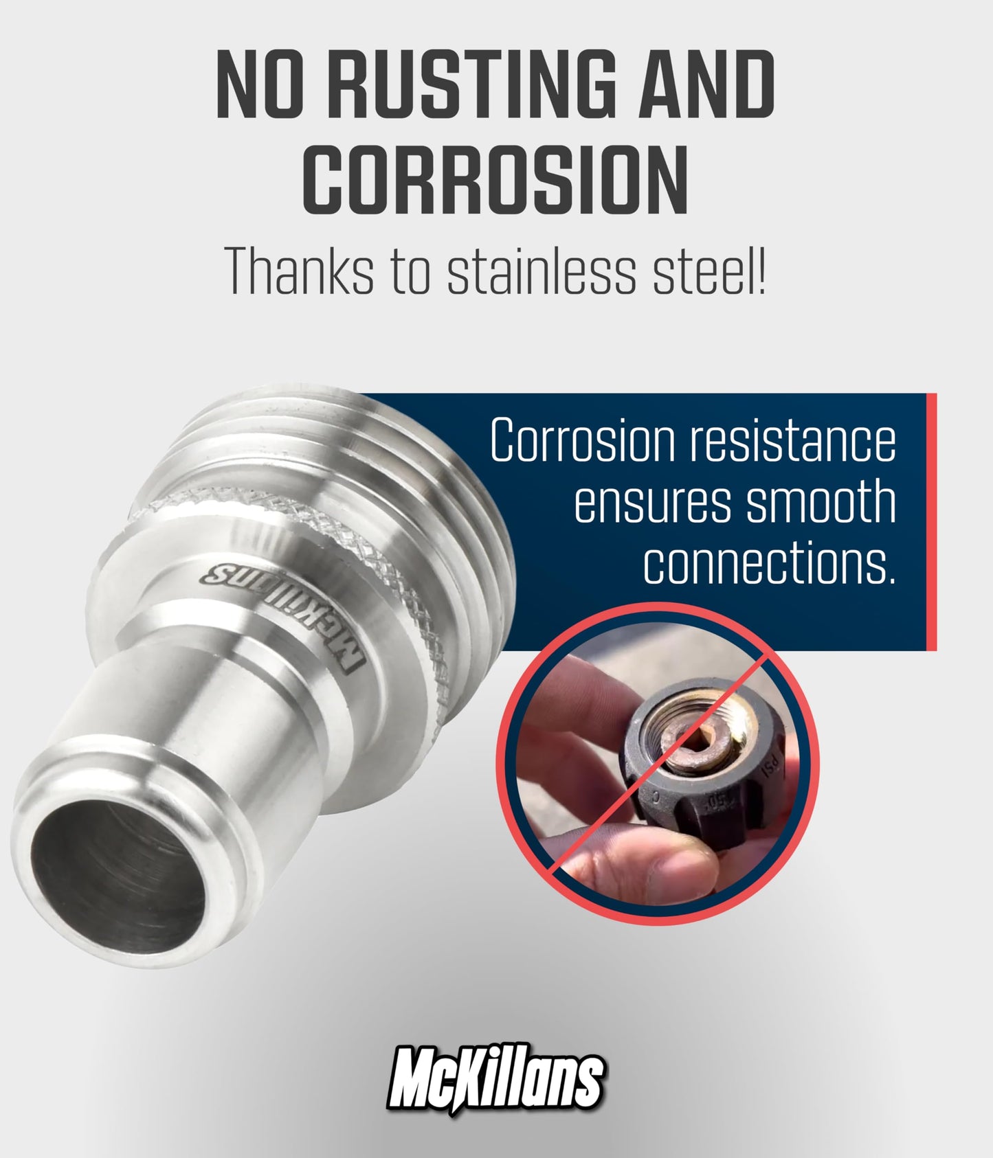 McKillans® Water Hose Quick Connect [Universal FIT] 3 Pack - Stainless Steel - Garden Hose Quick Connect Stainless - Durable Quick Connect Garden Hose Fittings - Easy Instant Connection