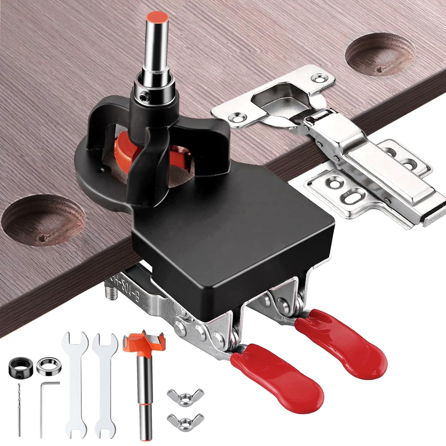 Adoles 35mm Concealed Door Hinge Jig,Accurate Locking Cabinet Hinge Jig,Aluminum Alloy Material Comes With Clamping Device For Easy Carrying And Use.