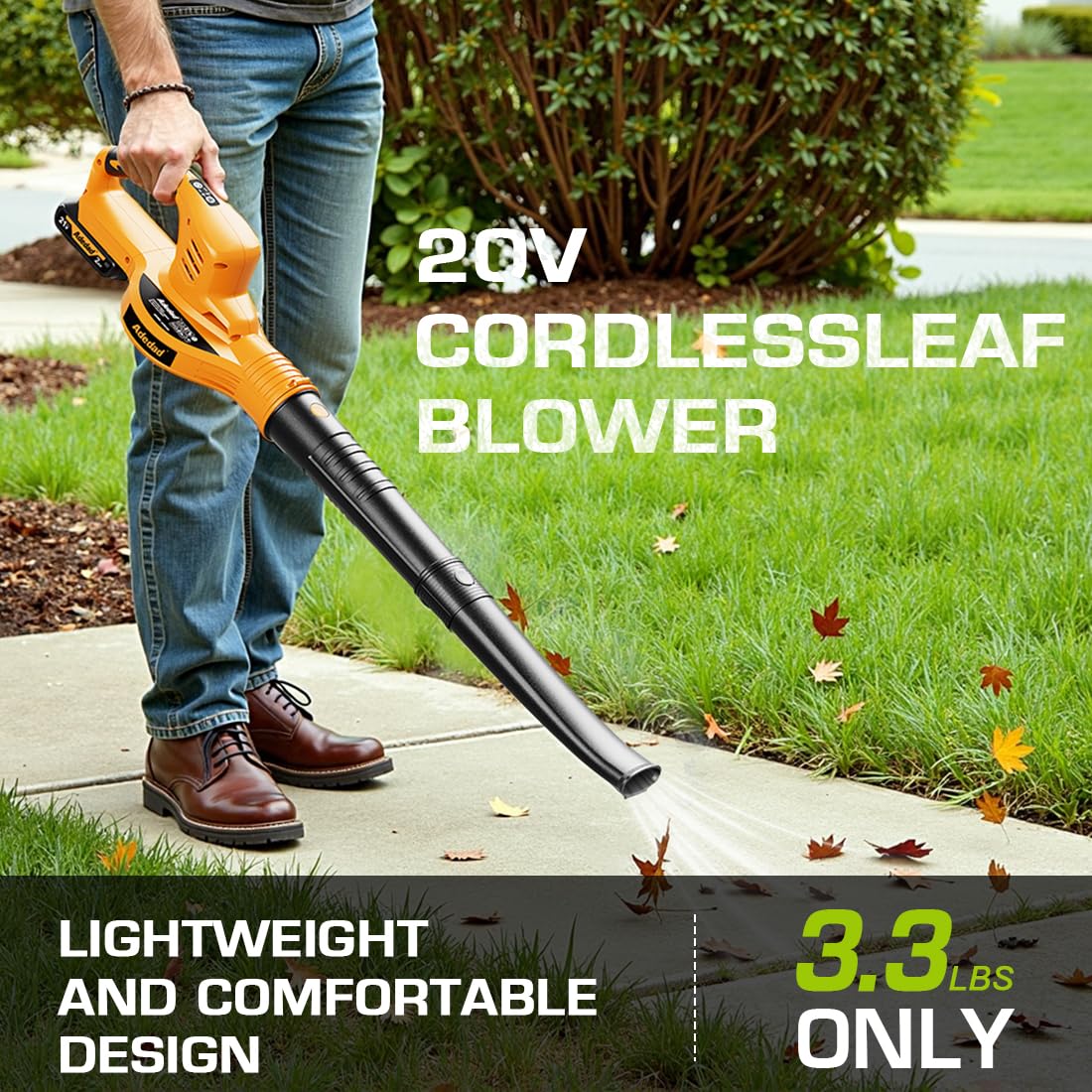 Leaf Blower Cordless, 20V Leaf Blowers with 2X Battery and Charger 150MPH 2 Speed Electric Blower for Lawn Care,Patio, Garden, House, Depot