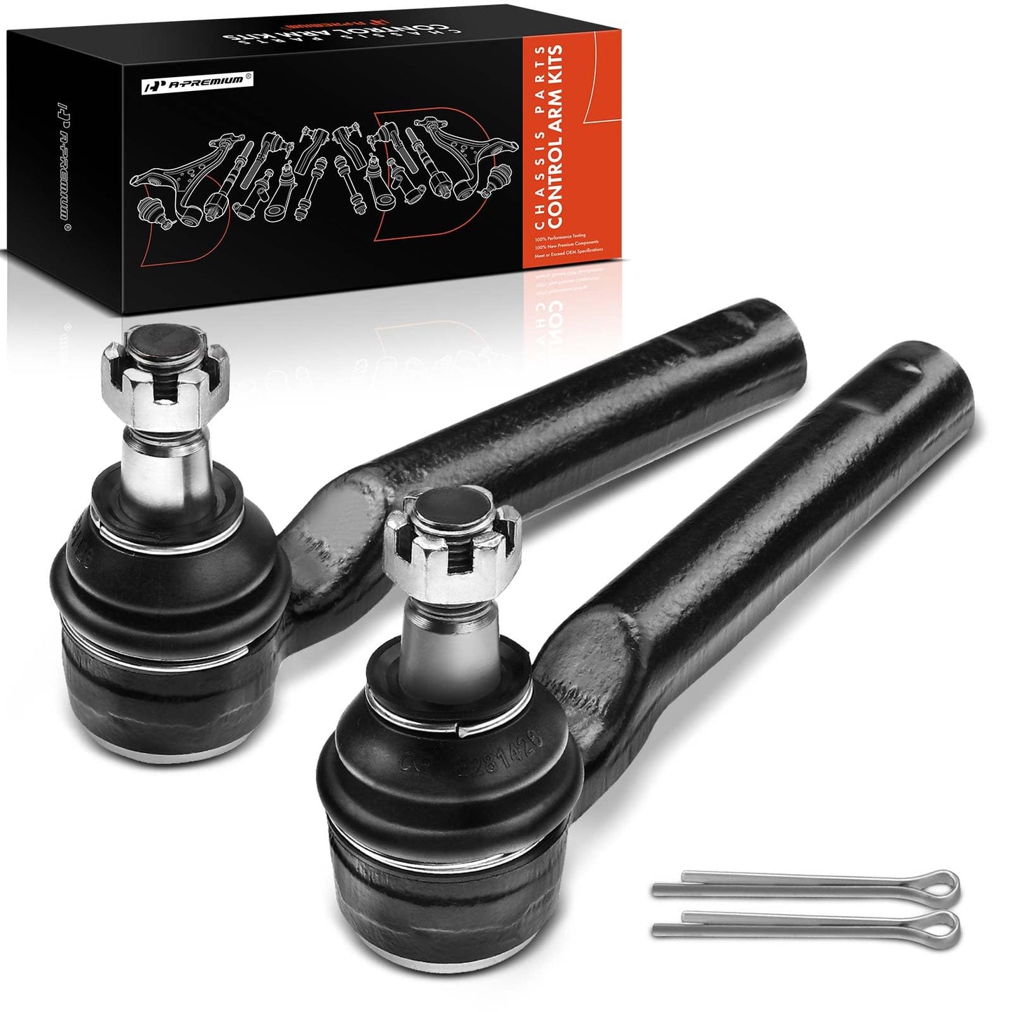 A-Premium 2 x Front Outer Tie Rod Ends, Compatible with Subaru Outback 00-14, Forester 98-19, Impreza 93-16, Crosstrek 16-19, Legacy 93-14, Ascent 19, Tribeca 08-14, WRX (STI) 13-19, Saab 9-2X 05-06