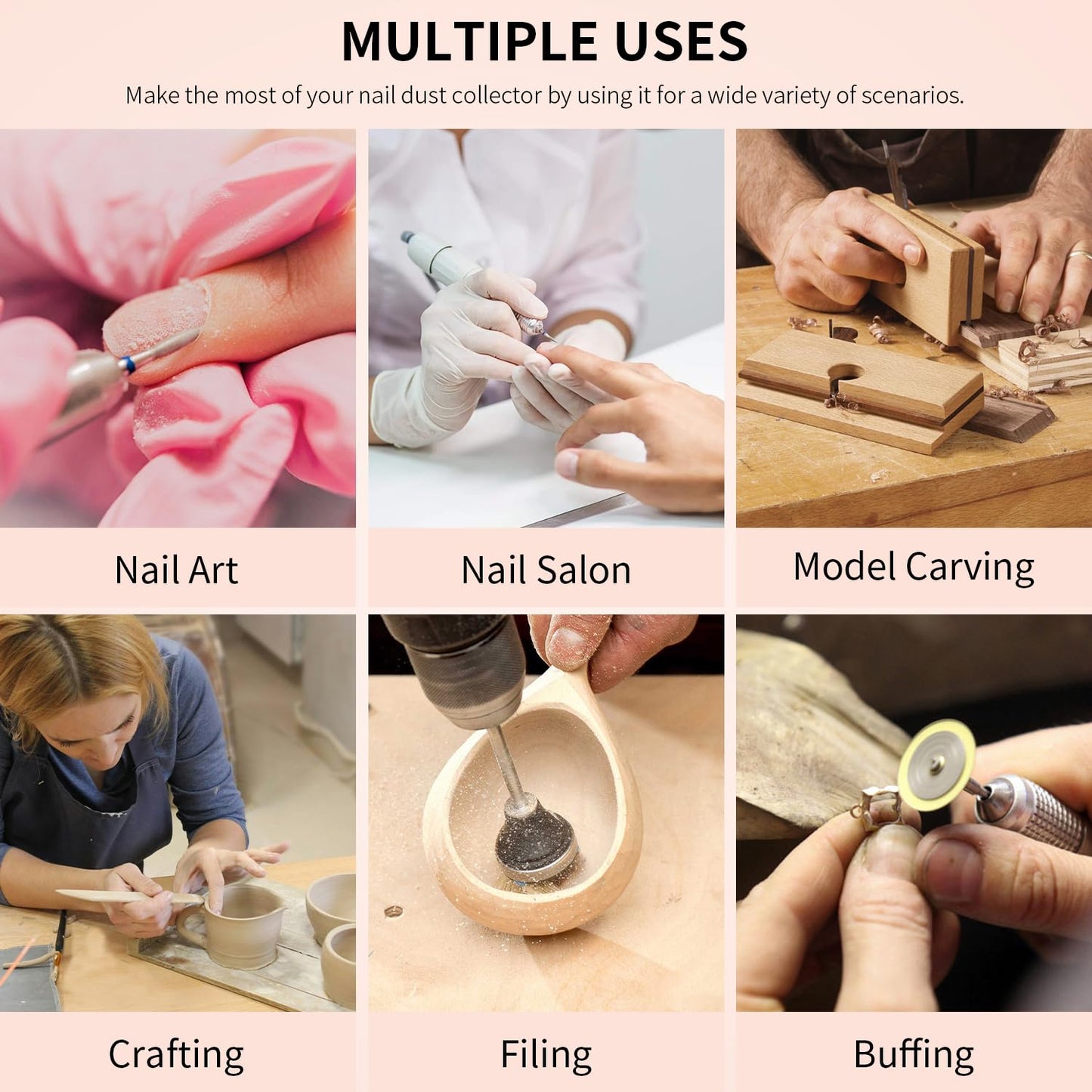 BLUETOP Nail Dust Collector 60W Nail Vacuum Cleaner Table Embedded Dust Extractor Vacuum Professional Built in Desktop Nail Dust Collector Quiet Nail Fan Low Noise for Nail Salon Home