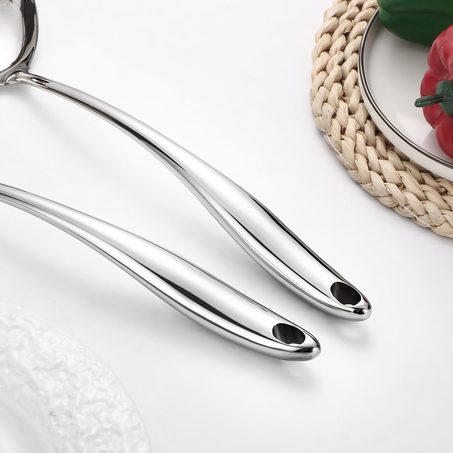 Kitchen Utensil Set, 304 Stainless Steel 6 Pcs Cooking Utensils Set with Spatula, Solid Spoon, Ladle, Skimmer, Spaghetti Spoon,Dishwasher Safe