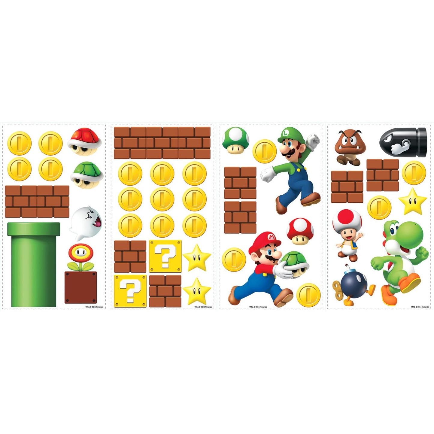 RoomMates RMK2351SCS Nintendo Super Mario Build a Scene Peel and Stick Wall Decal, 45 Count