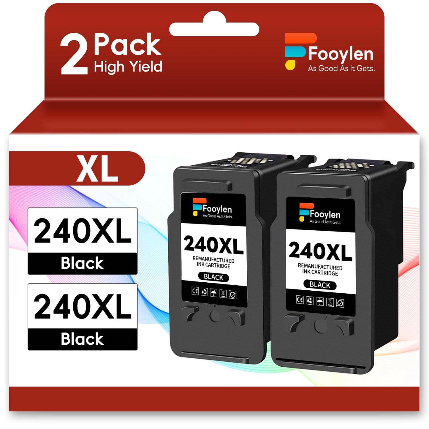 Fooylen PG-240XL 240XL Black Ink Cartridges Replacement for Canon Ink 240XL Black Ink Cartridges 240 PG240XL PG-240XL for Pixma MX492 MX490 TS3420 MG3022 MG2522 TR4520 TR4527 MG2922 (2 Black)