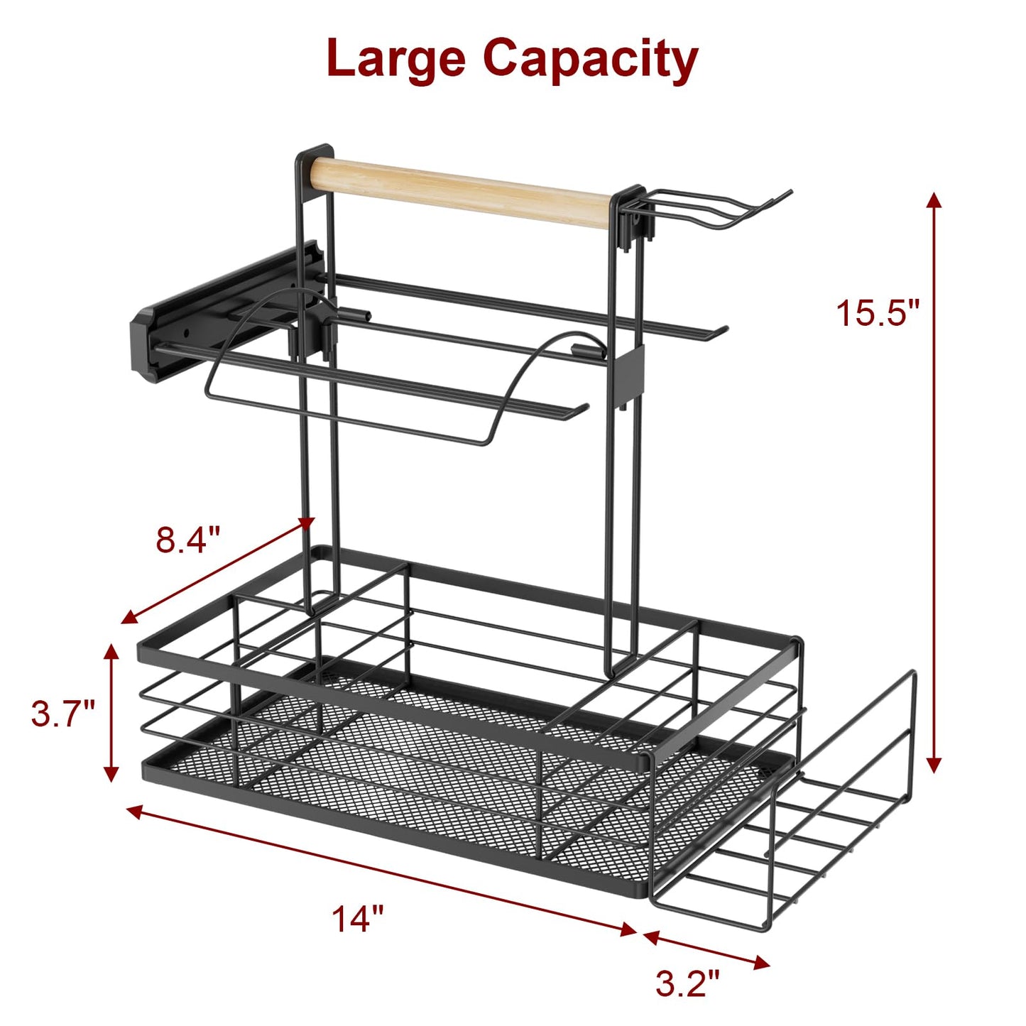 NEYCIL Grill Caddy, BBQ Caddy with Magnetic Tool & Paper Towel Holders, Picnic Utensil Condiment Caddy, Barbecue Grill Tool Organizer for Outdoor Camping, Cooking, Camper