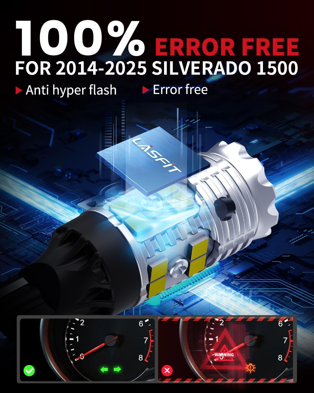 LASFIT 𝐏𝐫𝐨 T15 912 W16W 921 LED Reverse Light Bulbs, 𝟏:𝟏 𝐎𝐄𝐌 For Silverado 1500/2500 HD/3500 HD 2014-2022 2023 2024 2025 2026, 6000K Xenon White 10X Brighter Backup Replace, Plug-N-Play, IP68
