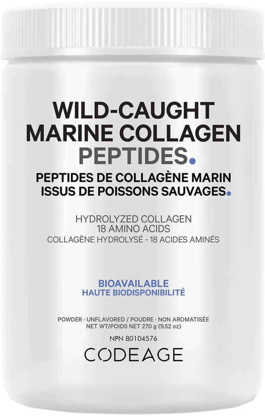 Codeage Marine Collagen Powder - Wild-Caught Hydrolyzed Fish Collagen Peptides - Type 1 & 3 Collagen Protein Supplement - Amino Acids for Skin, Hair, Nails - Paleo Friendly, Non-GMO, 270 g