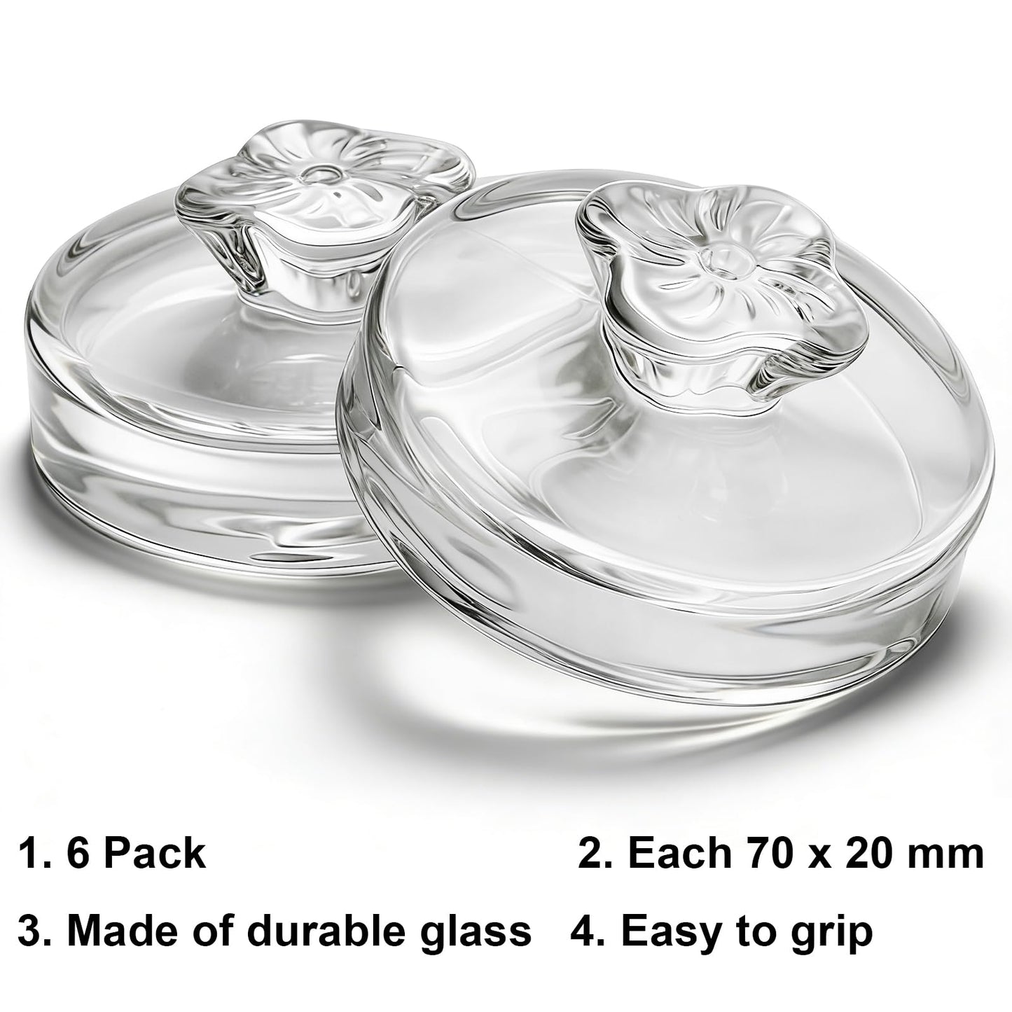 Okllen 9 Pack Glass Fermentation Glass Weights for Large Wide Mouth Mason Jars, Pickling Glass Weight with Easy Grip Handle, Dishwasher Safe