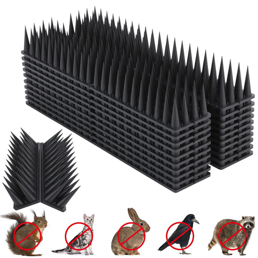 Bird Spikes, 20 Packs Bird Deterrent, Raccoon for Outdoor Repelling Reptiles, Squirrel Spikes for Fences and Roofs to Keep Birds Away（18.7Feet）