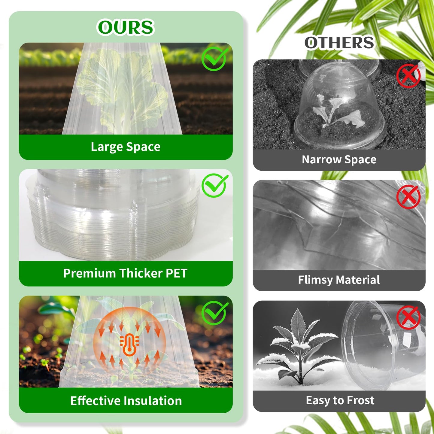 Garden Cloches for Plants, Garden Cloche with Rotary Vent, Reusable Bell Plant Covers, Plant Cloche Protectors from Animals Snails Birds Chickens, 7.9" H X 6.7" D (Transparent-20PCS)