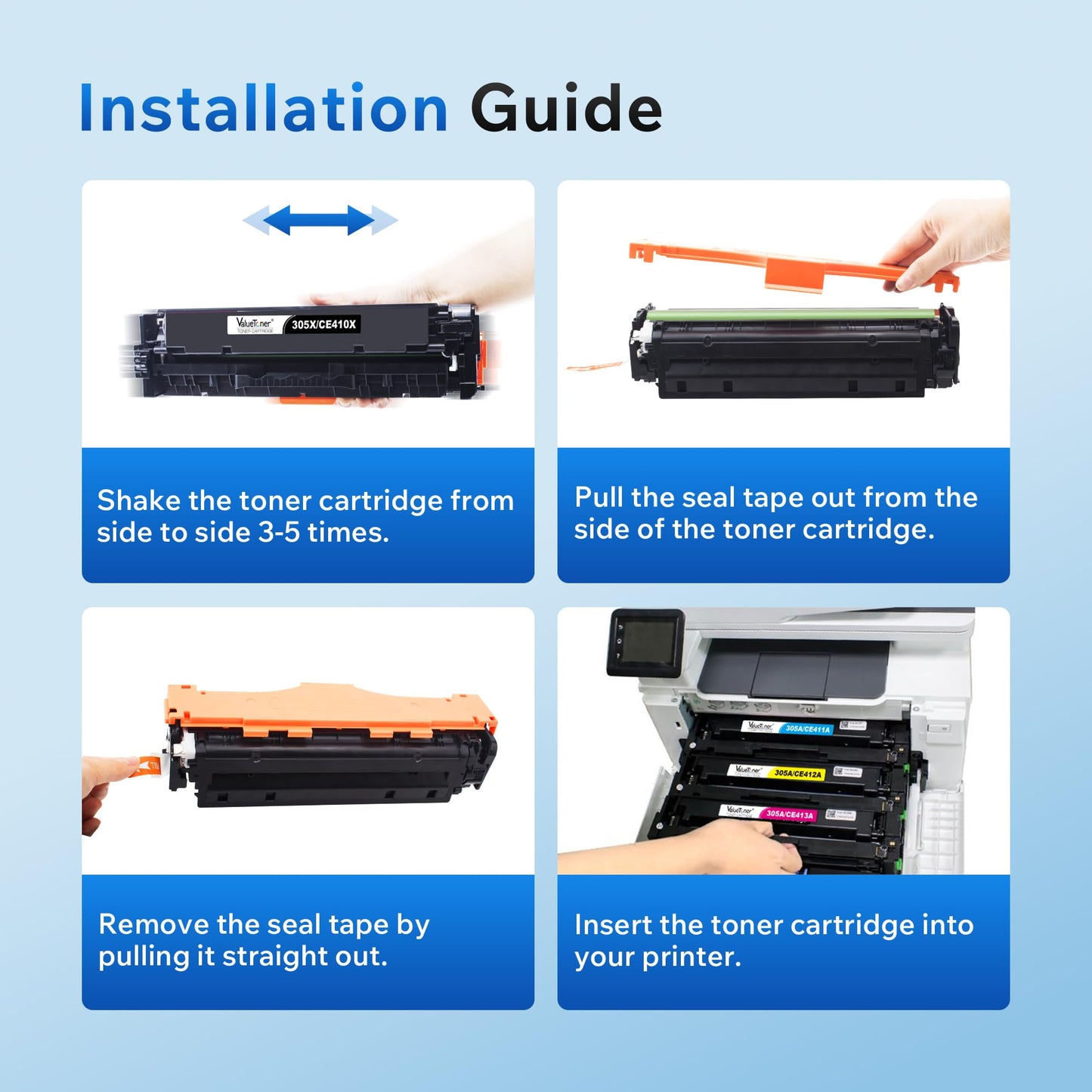 Valuetoner Compatible Toner Cartridge Replacement for HP 131A Toner Cartridge 4 Pack 131X CF210X CF211A for LaserJet Pro 200 Color MFP M276nw M251nw M251n M276n (Black, Cyan, Magenta, Yellow)