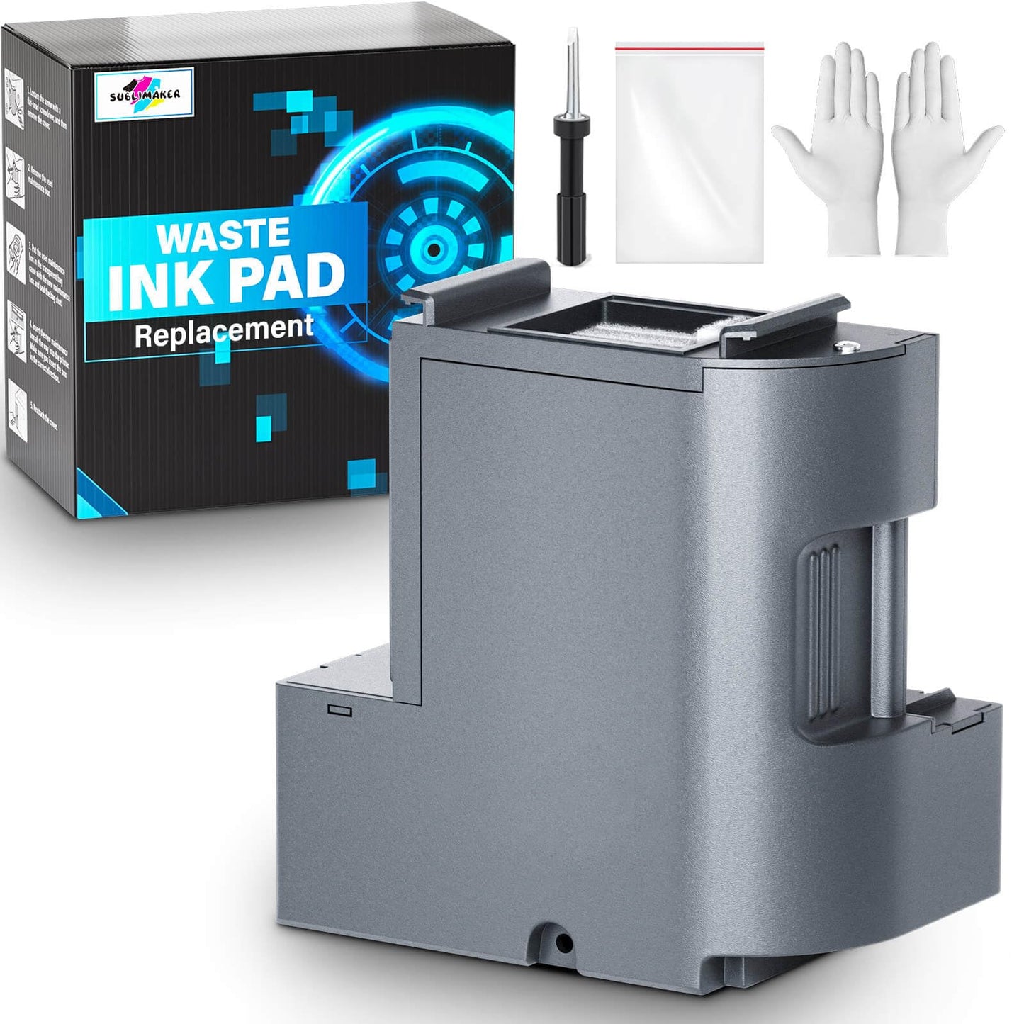SUBLIMAKER Waste Ink Pad Replacement with Reset Software for Ecotank ET-2850 ET-2760 ET-2750 ET-2700 ET2850 ET2760 ET2750 ET2700 2850 Printer, Maintenance Box with Reset Software