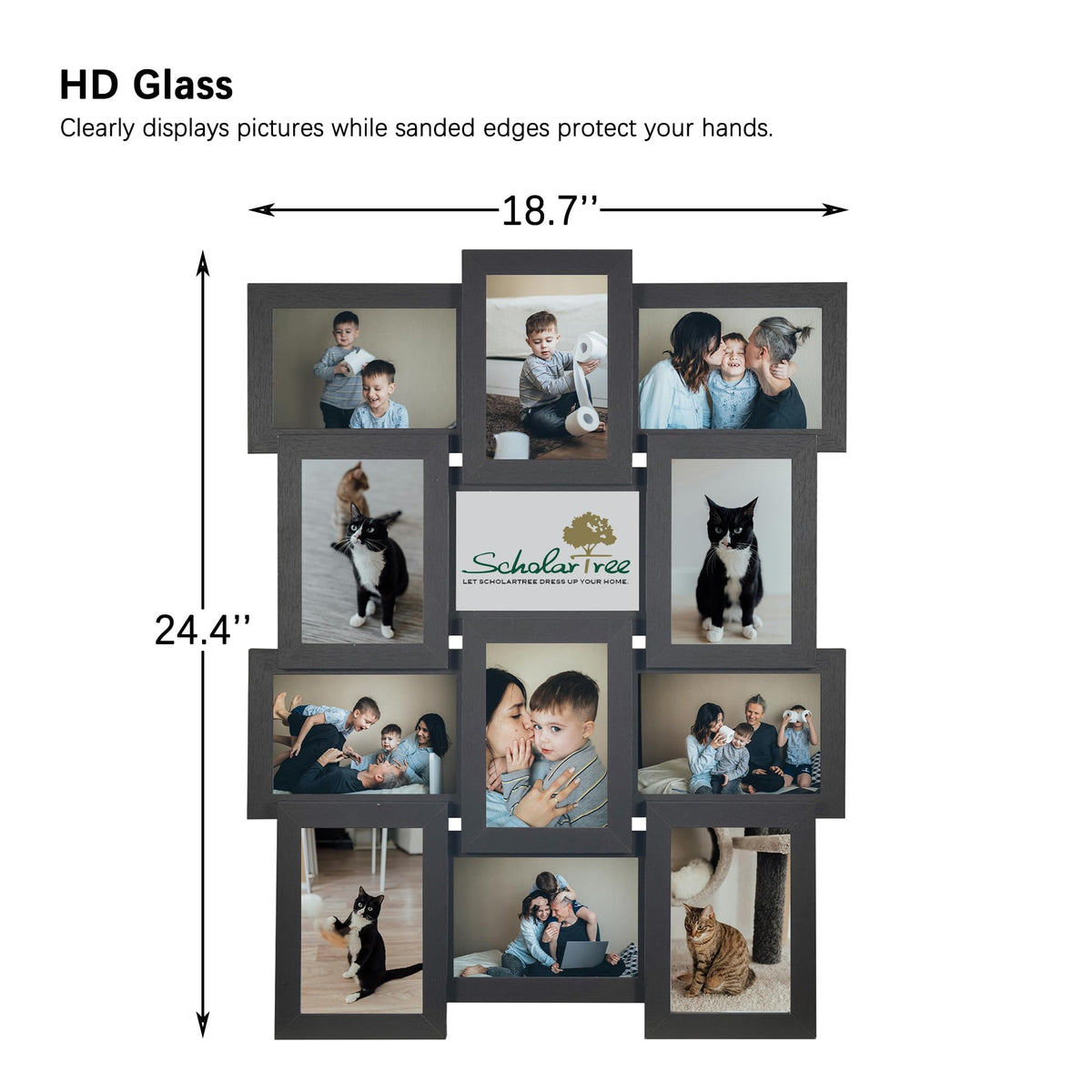 Scholartree Collage Picture Frames for 12 Photos, 4 x 6 Inches, Assembly Required, Black