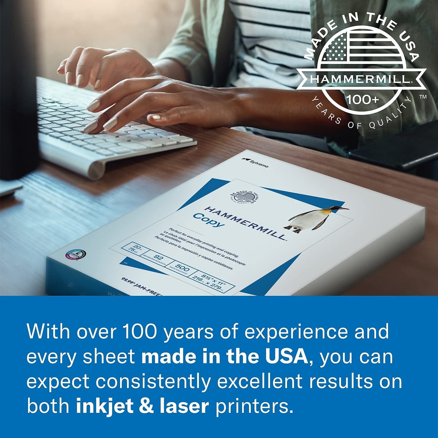 Hammermill Paper, Laser Print, 32 lb, 8.5 x 11, Letter, 98 Bright, 500 Sheets / 1 Ream (104646), Made In The USA