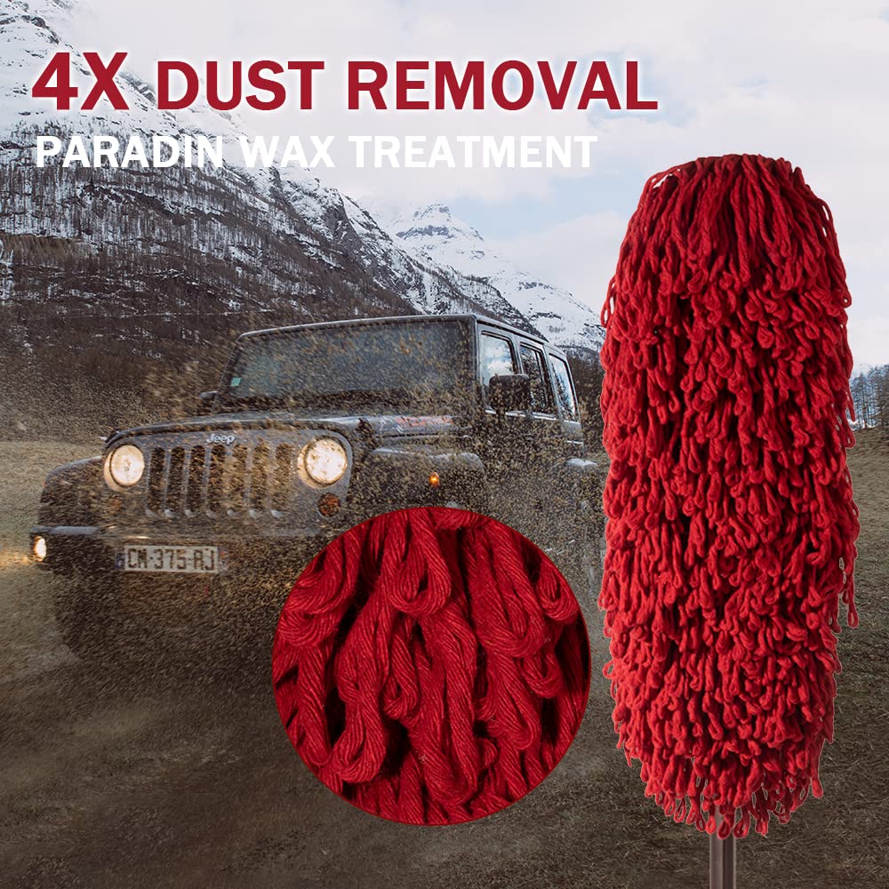 RIDE KINGS Car Duster Exterior Scratch Free,Car Dust Brush with Extendable Telescoping Handle to Remove Dust Pollen,Duster for Car,Truck,RV and Motorcycle,Large Auto Mop Duster Head, Wax Cotton Hair