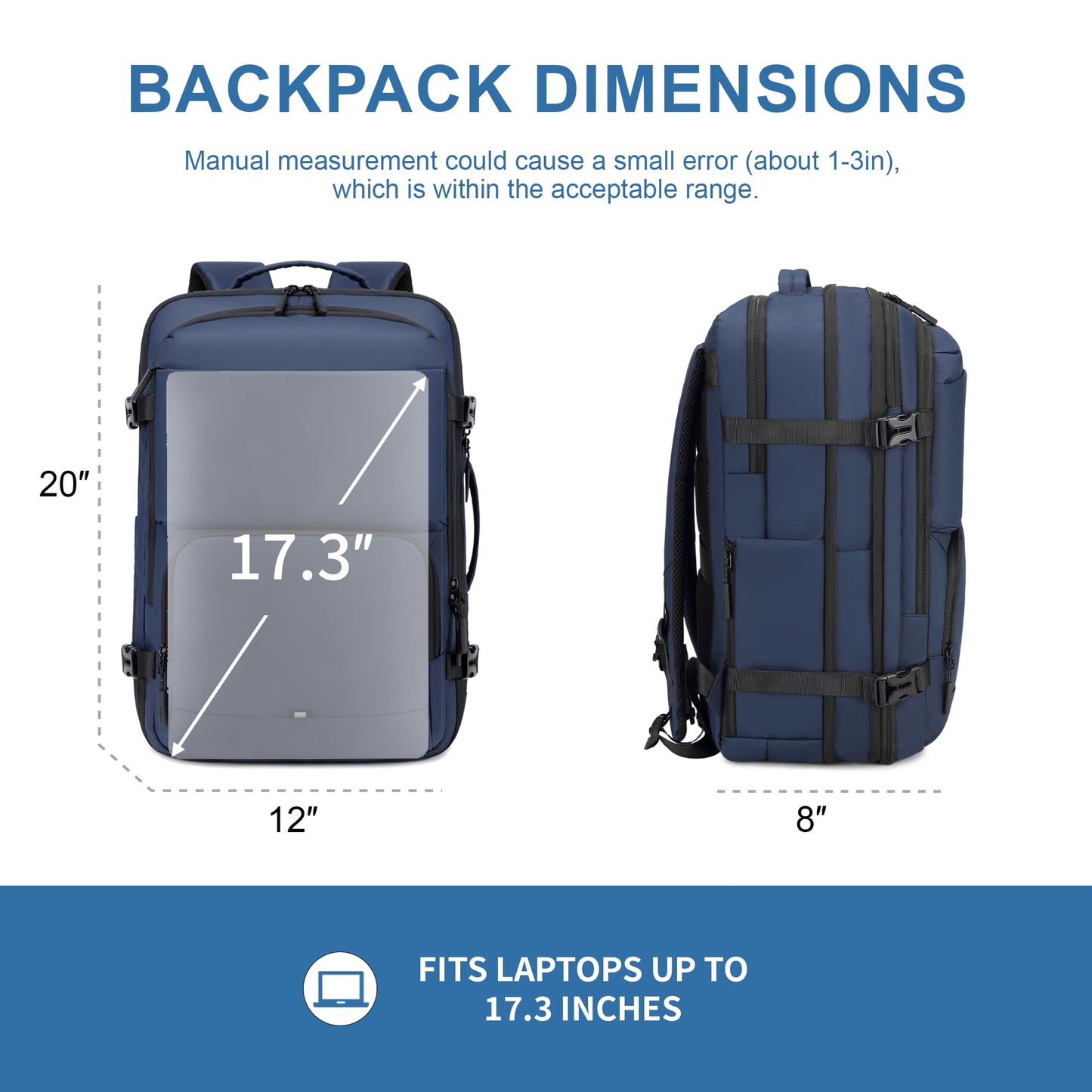 BAGOK Carry On Travel Backpack, 35L-40L Expandable Extra Large Airline Approved,Lightweight Daypack for Men and Women