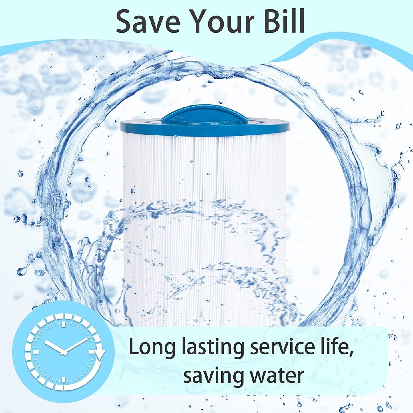 Replacement for Spa Filter PWW50P3(1 1/2" Coarse Thread), Unicel 6CH-940, 817-0050, Filbur FC-0359, 25252, 378902, 03FIL1400, 45 sq.ft Screw in Hot Tub Filter,L x OD:7 5/8"x 6" 2 Pack