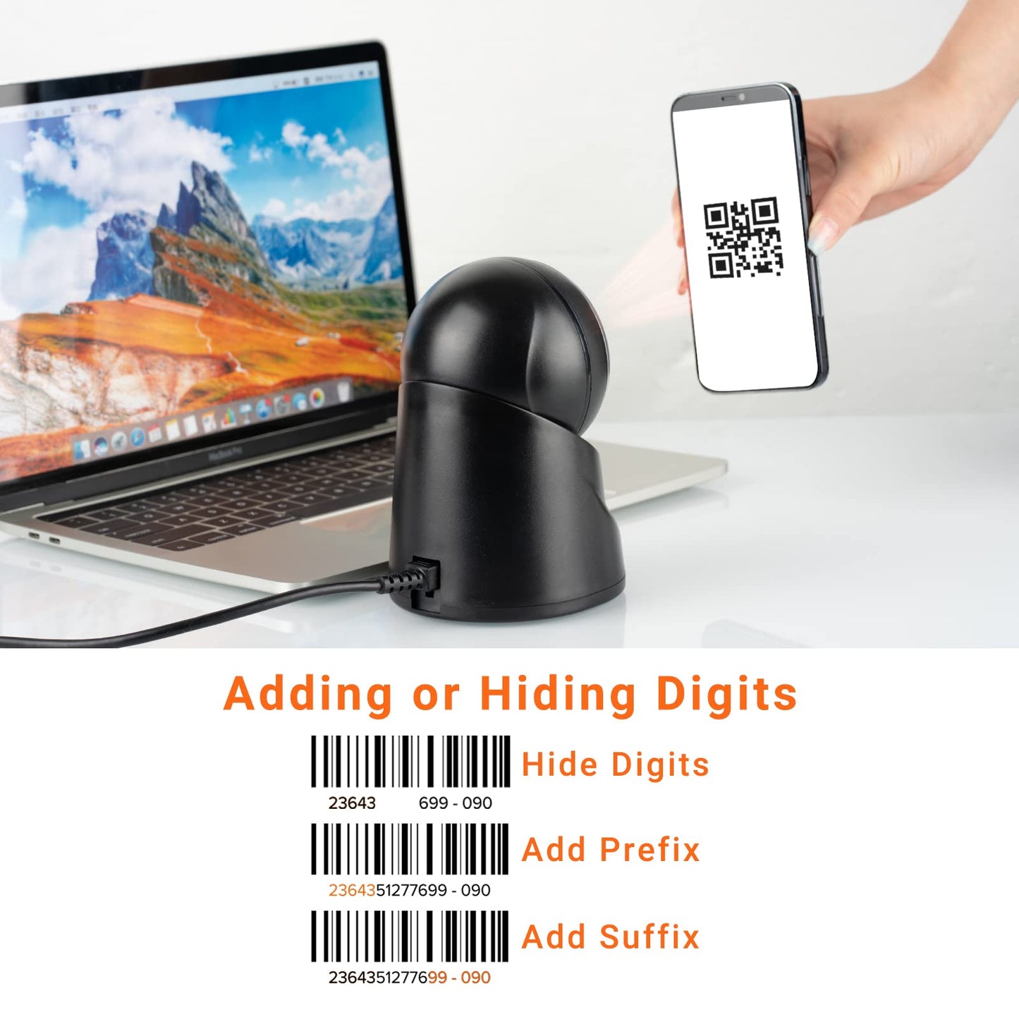 Tera 1D 2D QR Desktop Barcode Scanner Omnidirectional Hands-Free USB Wired Barcode Reader Scanner with Automatic Image Sensing Scanning Platform Scanner for POS Supermarket Library Retail Store 9100