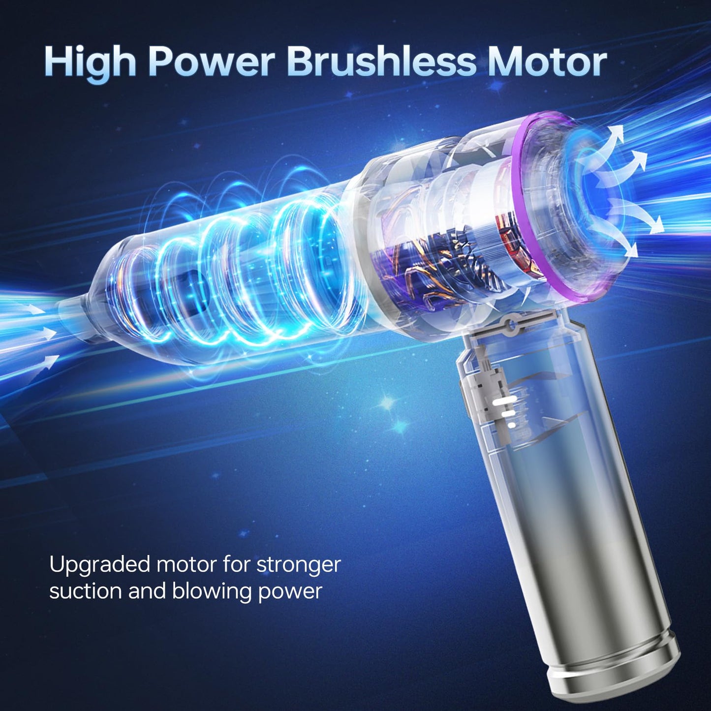 BOLYDOOM Handheld Vacuum Cordless, Car Vacuum Cleaner 16000PA Powerful Mini Hand Vacuum Cleaner 3 Gear Small Vacuum with Battery Indicator, Brushless Portable Vacuum Cordless for Car/Home