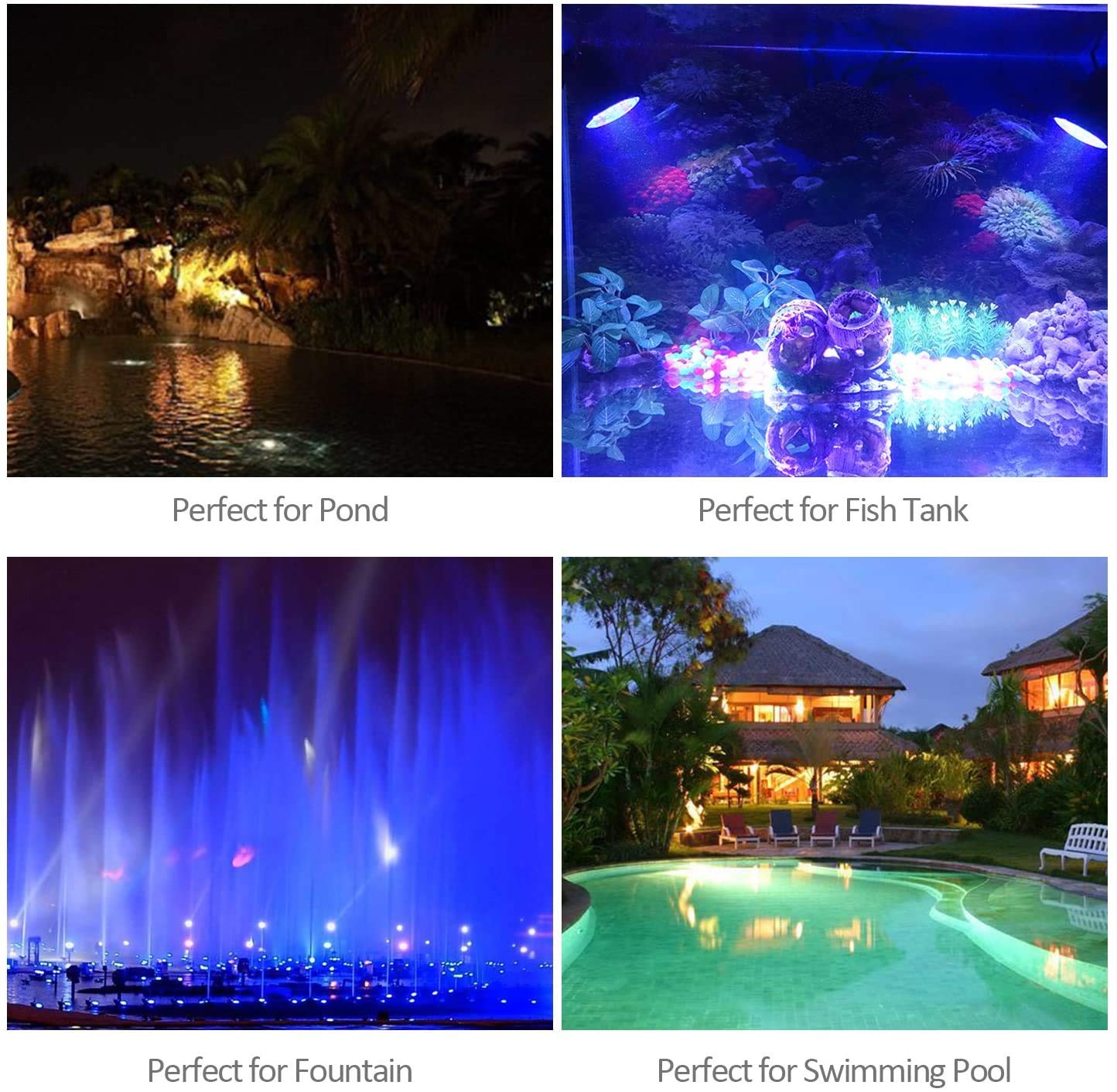 ZHGSERVU Pond Lights LED Underwater Color Changing Submersible Fountain Lights with Remote, 36 LED Bulbs Landscape Light Multi-Color & Adjustable for Aquarium Garden Pool, Shallow