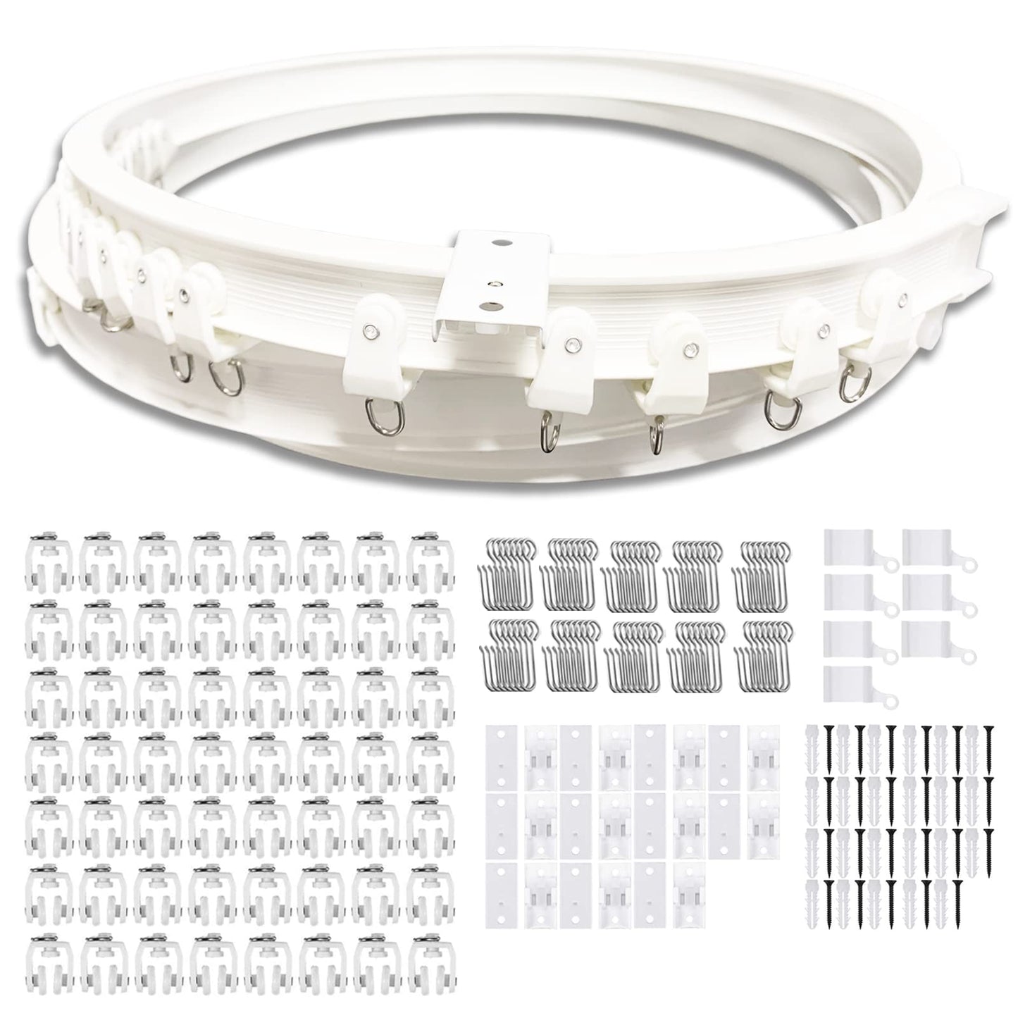 Flexible Ceiling Curtain Track | 7 Meters Curved Curtain Rail with Mute Rollers | Bendable Mount for Shower Bay Window RV Curtain Room Divider