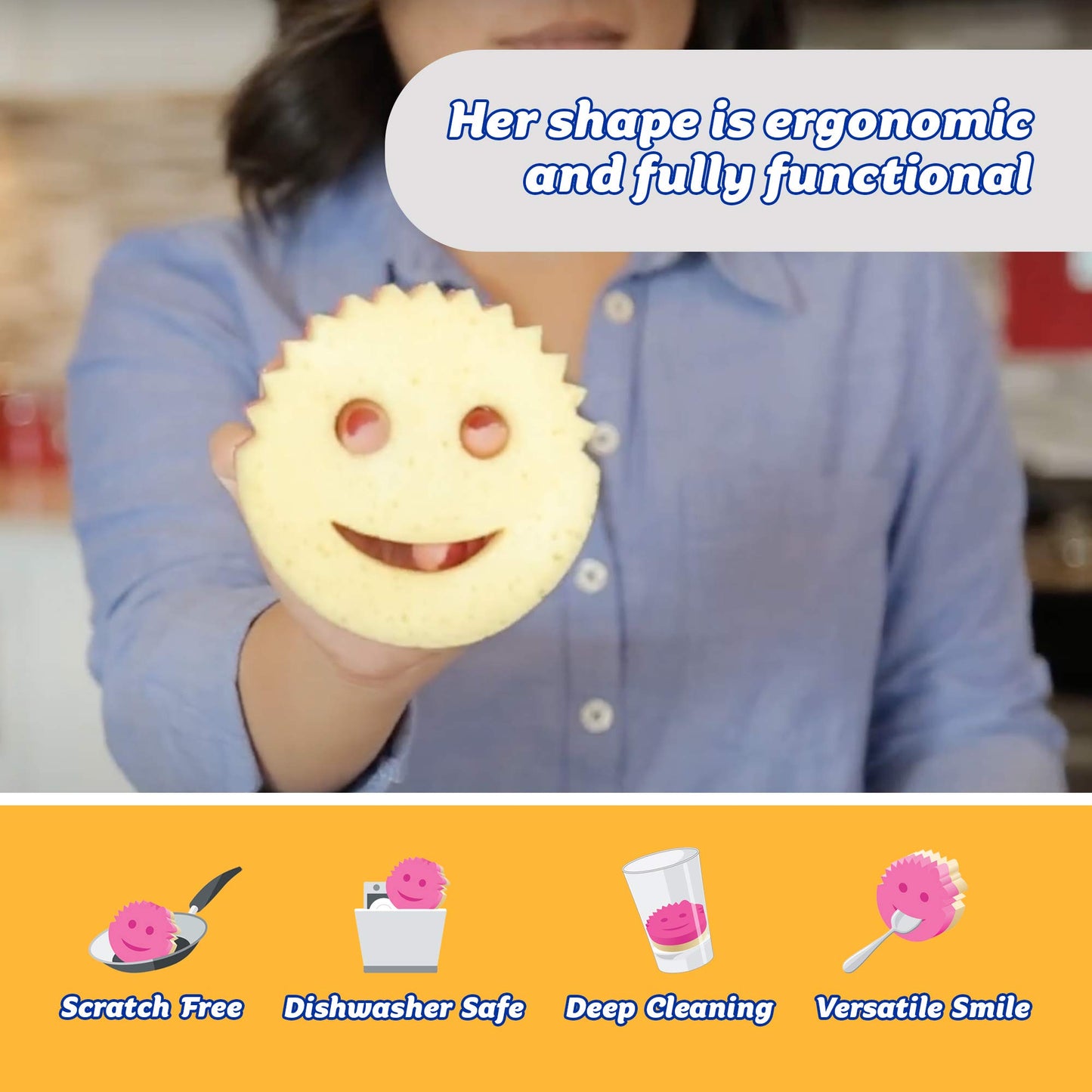 Scrub Daddy - Scrub Mommy Dual-Sided Scrubber and Sponge - Scratch Free & Resists Odors - 8 Count