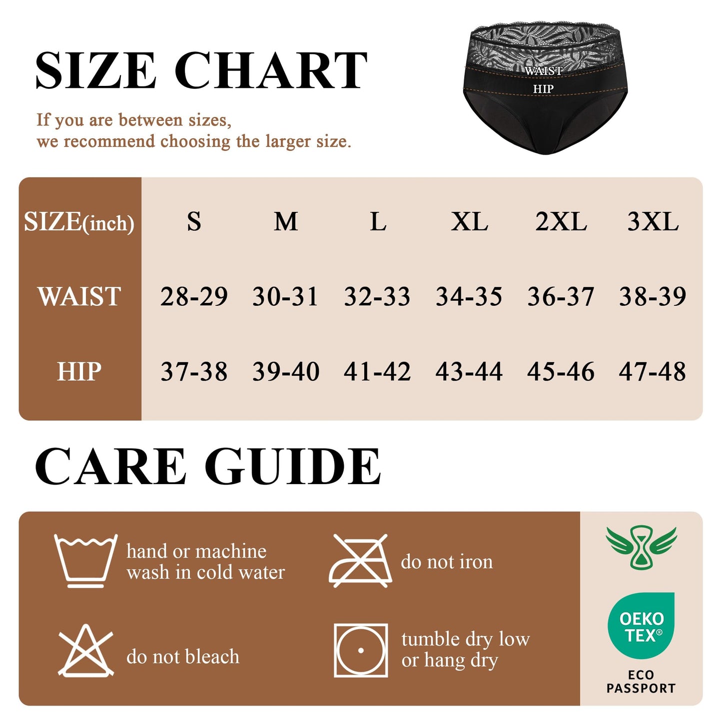 Battewa Leak Proof Underwear for Women Incontinence Bladder Leak Assurance Underwear Waterproof Protective Briefs Absorbent Adult Panties 100ML (Black 3XL)