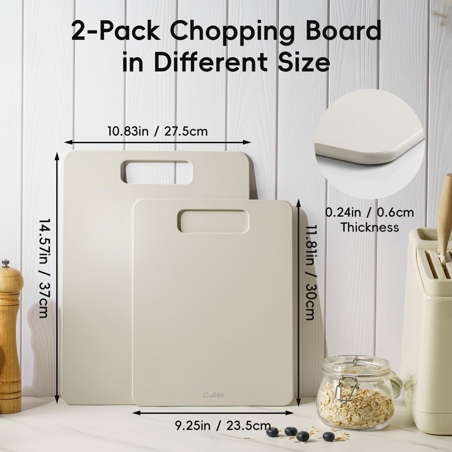 Culiex Wood Fiber Cutting Board Set of 2, Dishwasher Safe, Non-Toxic Cutting Board for Kitchen, BPA Free, Non-Slip, Non-Porous Composite Chopping Board for Meat Vegetable Fruit