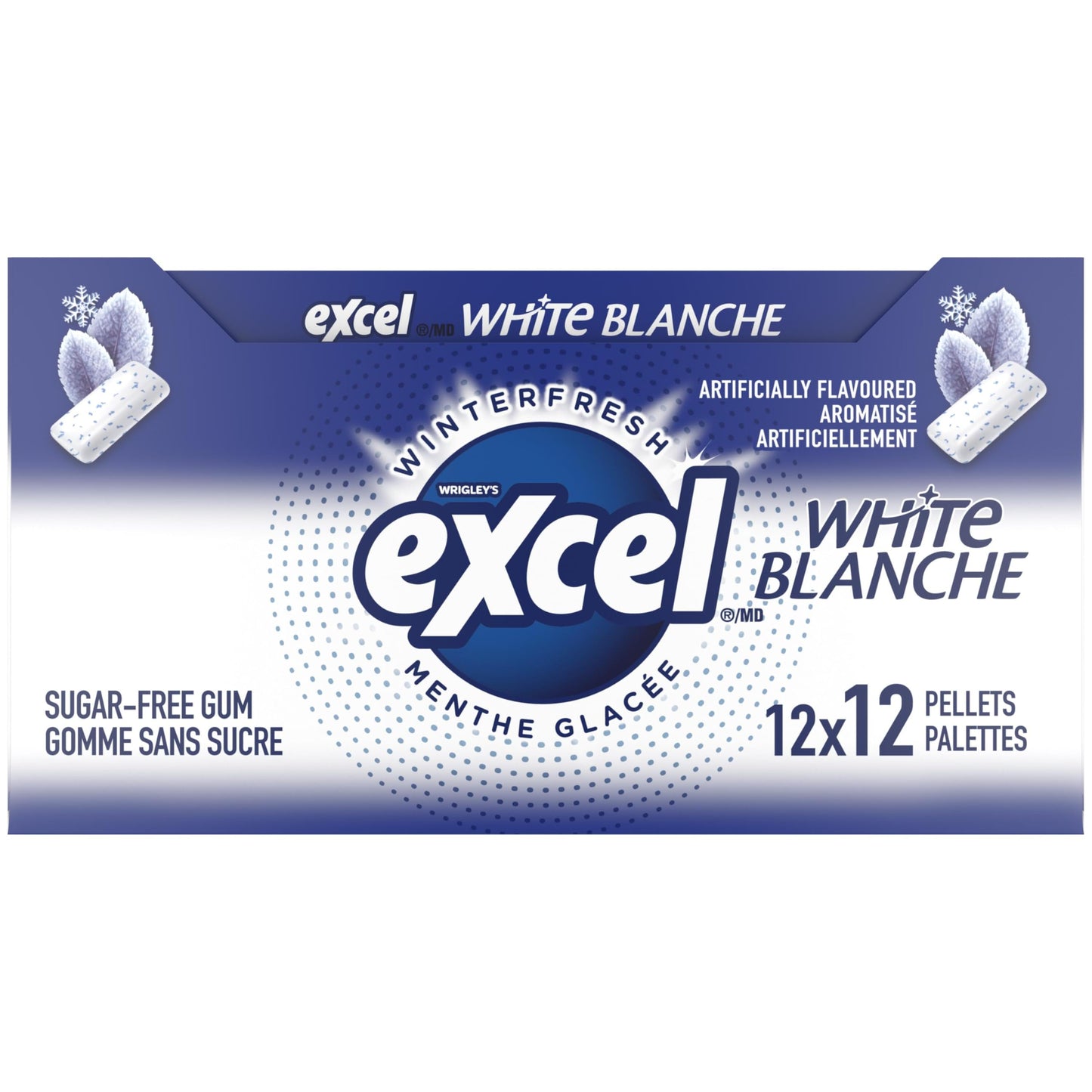 EXCEL White, Fresh Mint Flavoured Sugar Free Chewing Gum, 12 Pieces, 12 Packs