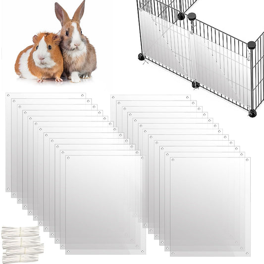 Oncpcare 24 Pack Pet Plastic Cage Liner Protection Rabbit Urine Guard Clear Edge Liner Guinea Pig Side Lining Small Animal Cage Accessories - Keep Litter in The Pen, 10'' x 8.2''