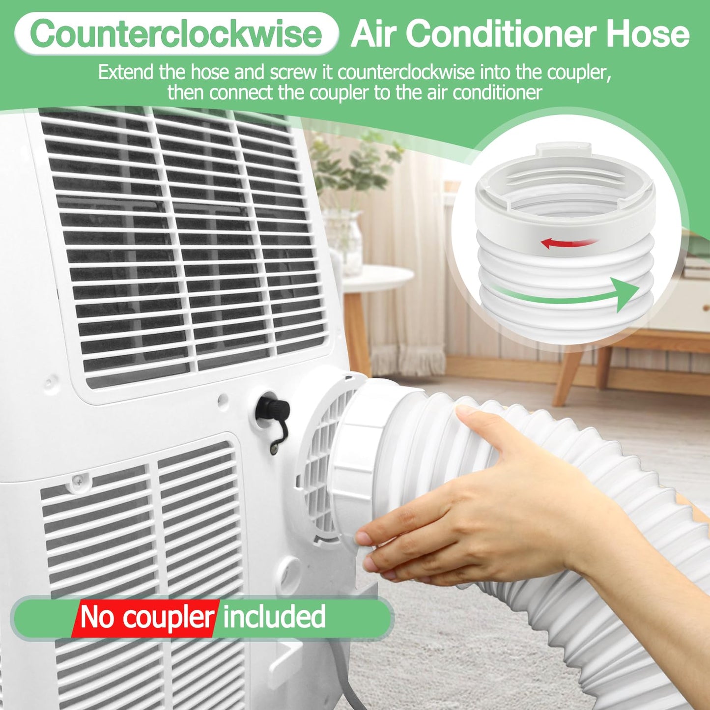 Air Conditioner Exhaust Vent Hose - 5.9 inch Diameter, 80" Length, Universal Counter-Clockwise Thread Air Vent Compatible with Whynter, Frigidaire, LG, Delonghi Toshiba, Delonghi, JHS