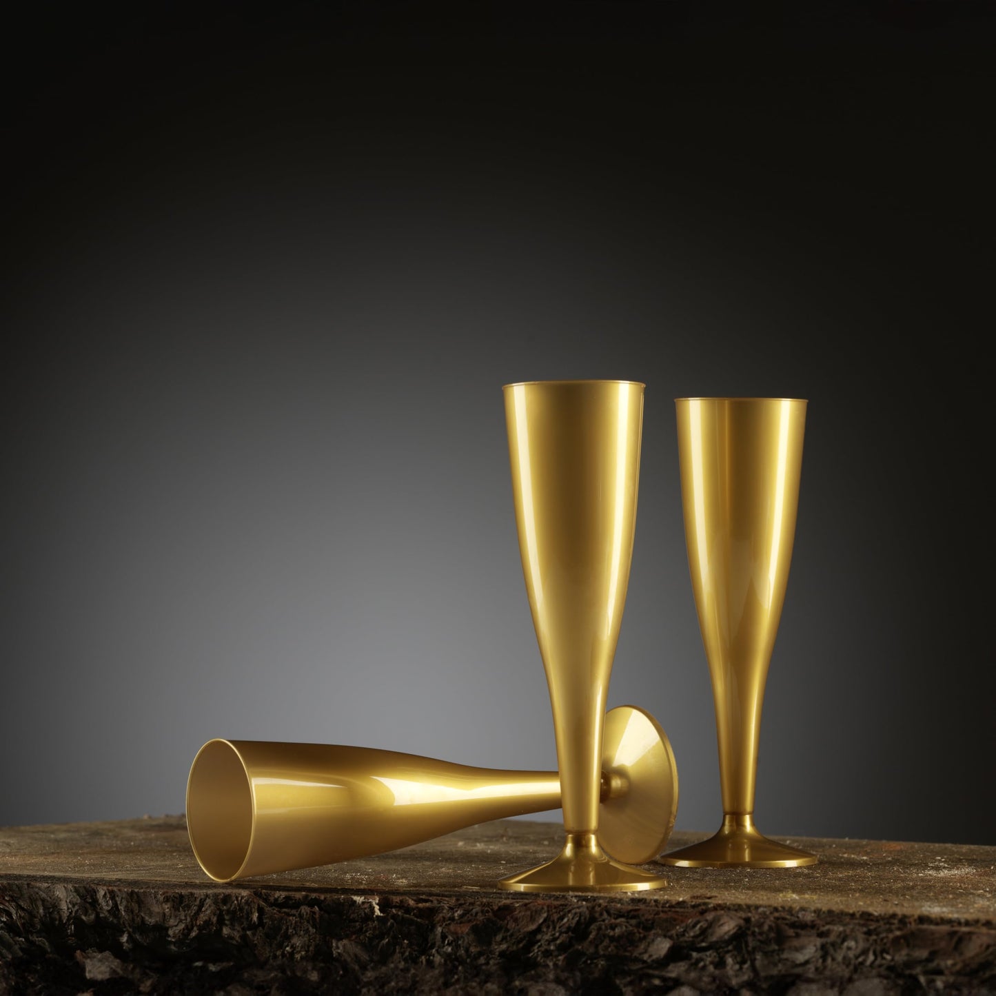 30 Pack Gold Plastic Champagne Flutes - 5 Oz Disposable Plastic Toasting Glasses - Wedding Party Cocktail Mimosa Plastic Cups