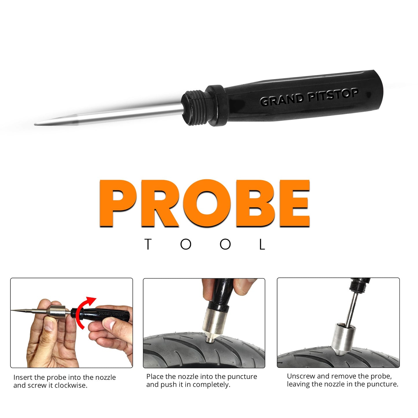GRAND PITSTOP Tubeless Tire Puncture Repair Kit for Motorcycle and Cars (15 Plugs)