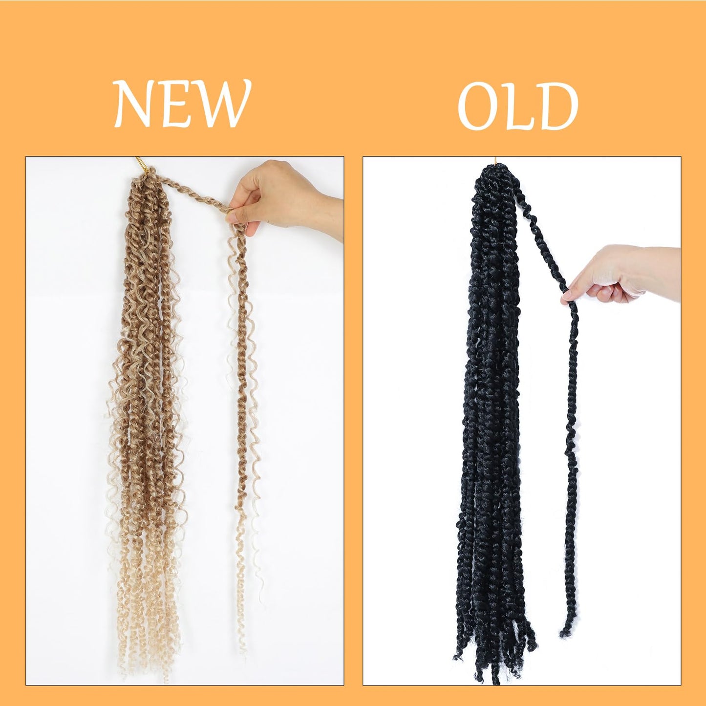 Boho Style Passion Twist Hair 22inch Long Pre-Twisted Crochet Goddess Passion Twist Hair 8Pack Pre Looped Curly Crochet Hair Bohemian Omre Brown Blonde New Passion Twist Crochet Hair fpr Women,T27/613