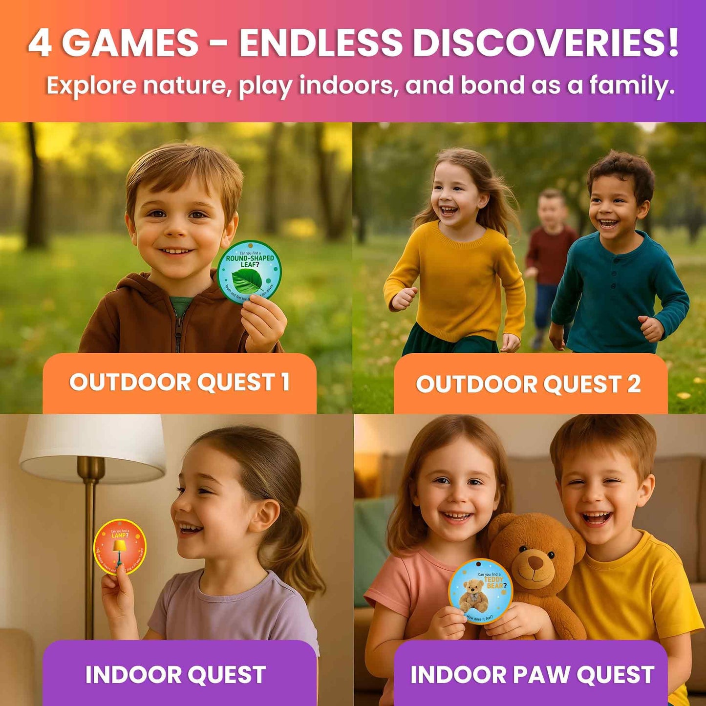 QUOKKA Scavenger Hunt Game for Toddlers 3-5 - 200 Toddler Activities Outdoor Indoor Cards Game Set - Fun Educational Play for Preschool Boys and Girls and Early Development