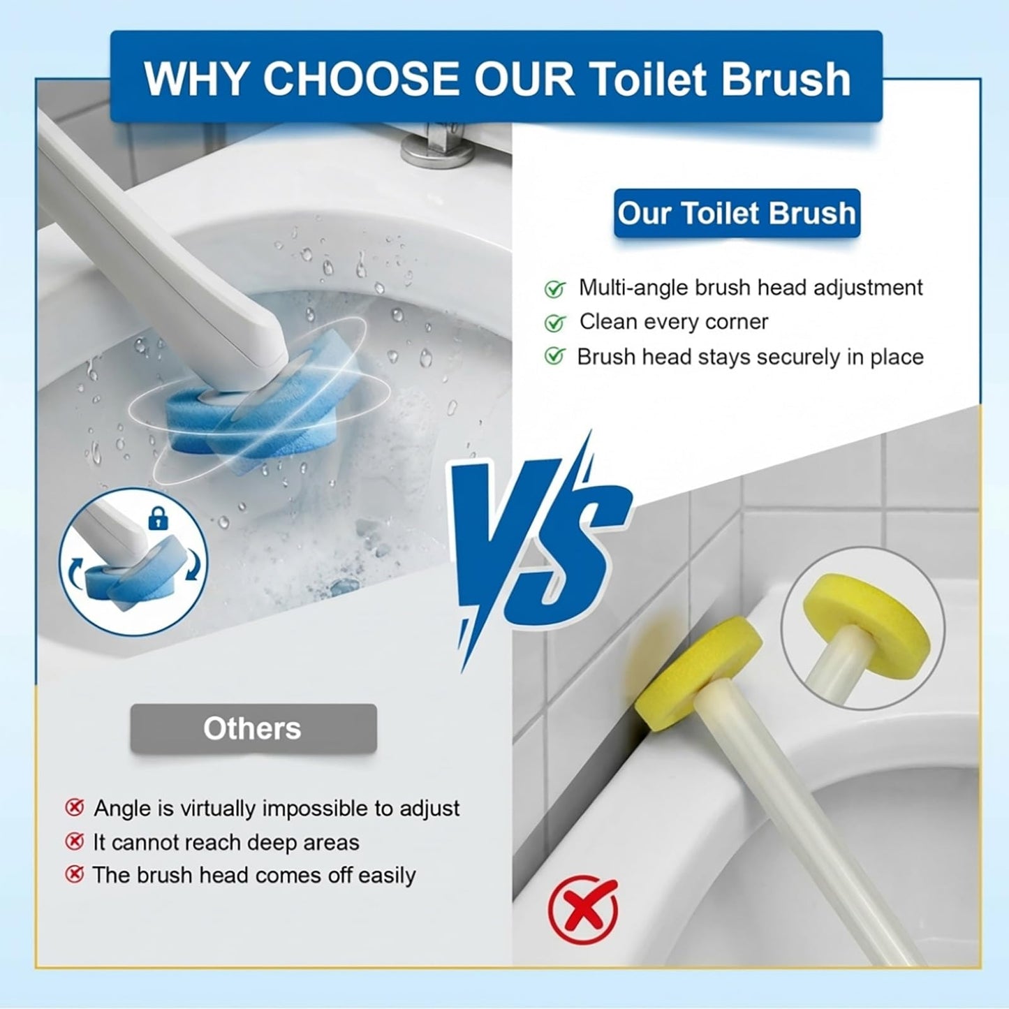 Disposable Toilet Brush with 2 Sets of Wands and 72 Toilet Brush Refills, Wall Mounted Toliet Stick Wand Starter Kit for Toilet Bowl Cleaners, Bathroom Cleaning, Bathtub
