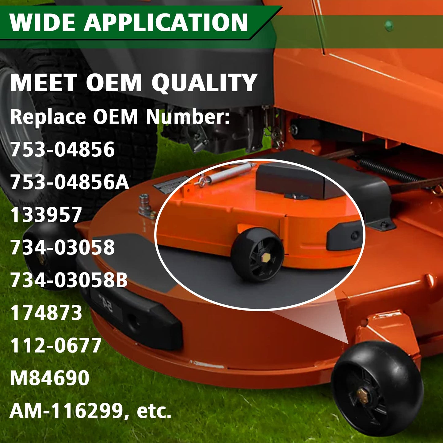 CheeMuii 8 Pack Mower Deck Wheels Kit Fit for Most 42" 46'' 48'' 50" 52'' and 54" Decks Replace for 532174873 589527301 734-04155 753-04856A Mower Deck Gauge Wheel