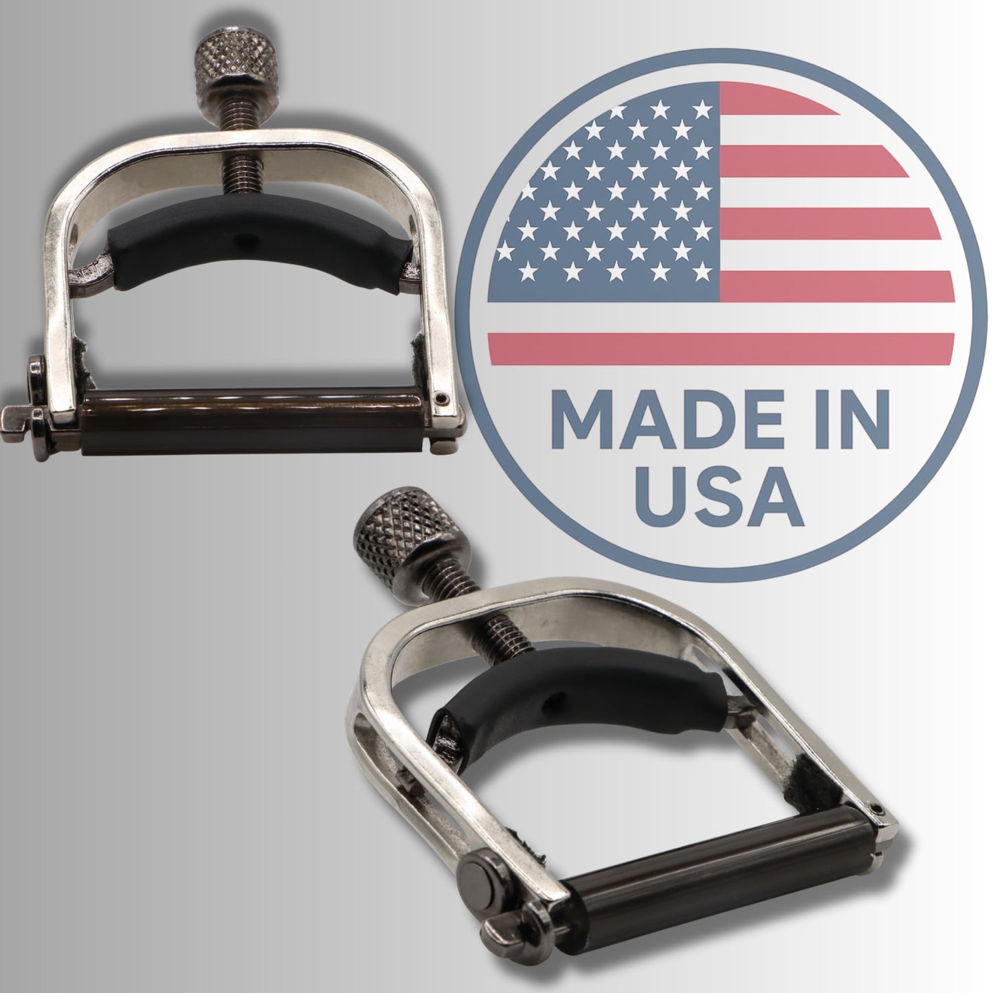 Banjo, Mandolin & Ukulele Capo – Nickel-Plated Steel, Handcrafted in USA – Adjustable Center Tension for Clean Sound (Capo- Paige)