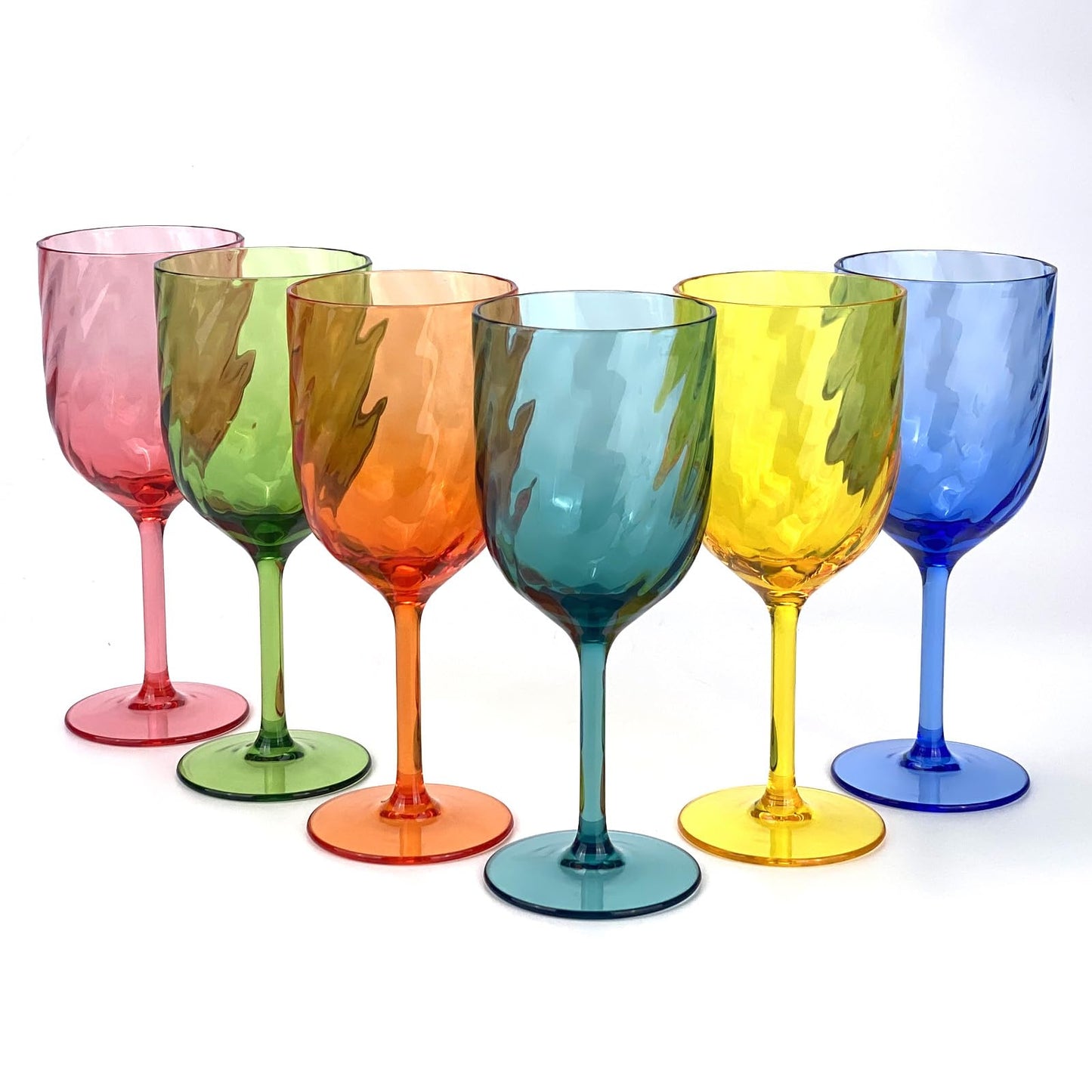 Yalin Set of 6 Unbreakable 12 oz Acrylic Plastic Wine and Water Tumbler Stackable Goblets. (Multicolor, 15 oz)