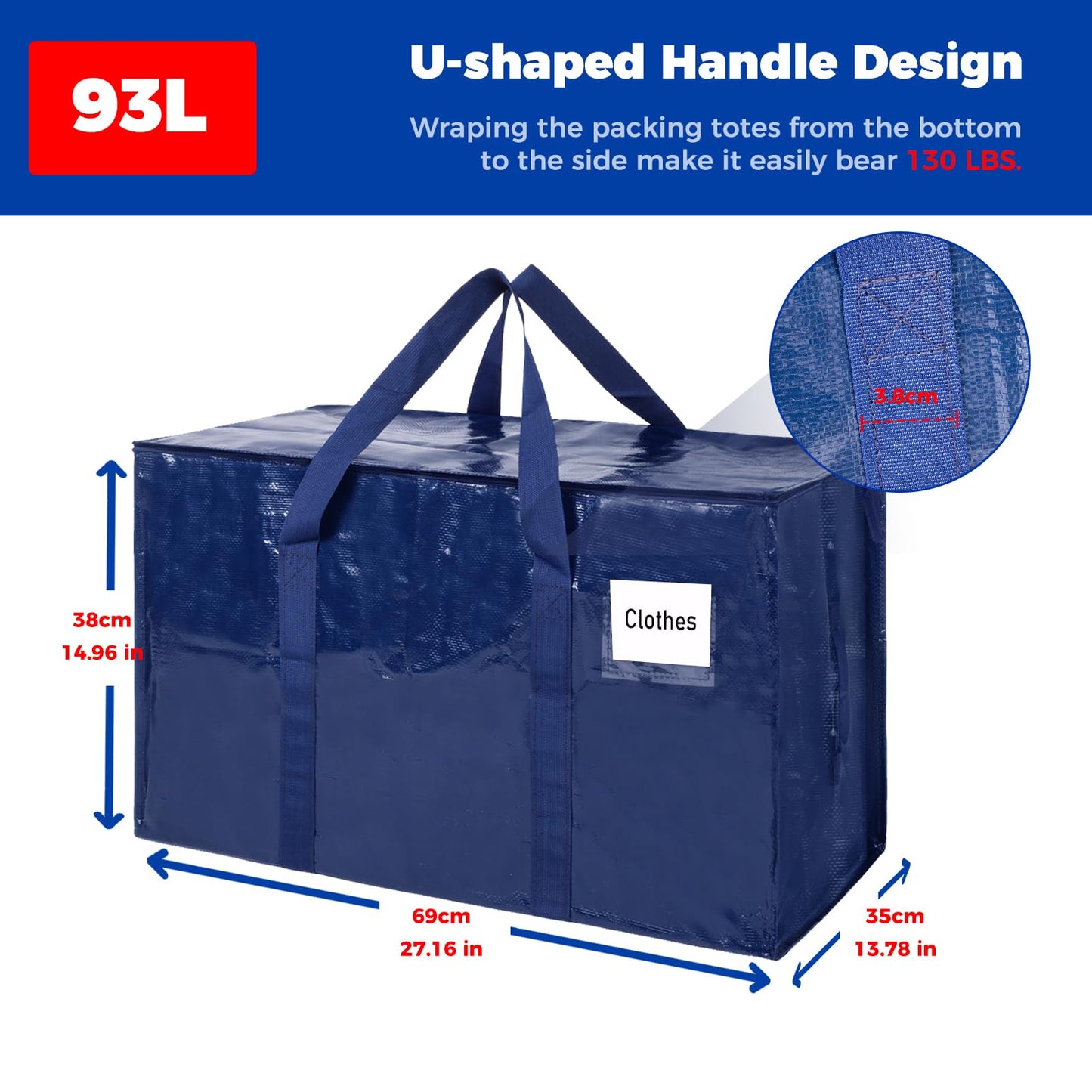 ZFWDSY 93L Moving Bags Totes 8 pack Storage Bag Bins Large Moving Boxes with Lids Zippers Handles for College Dorm, Traveling, Camping, Christmas