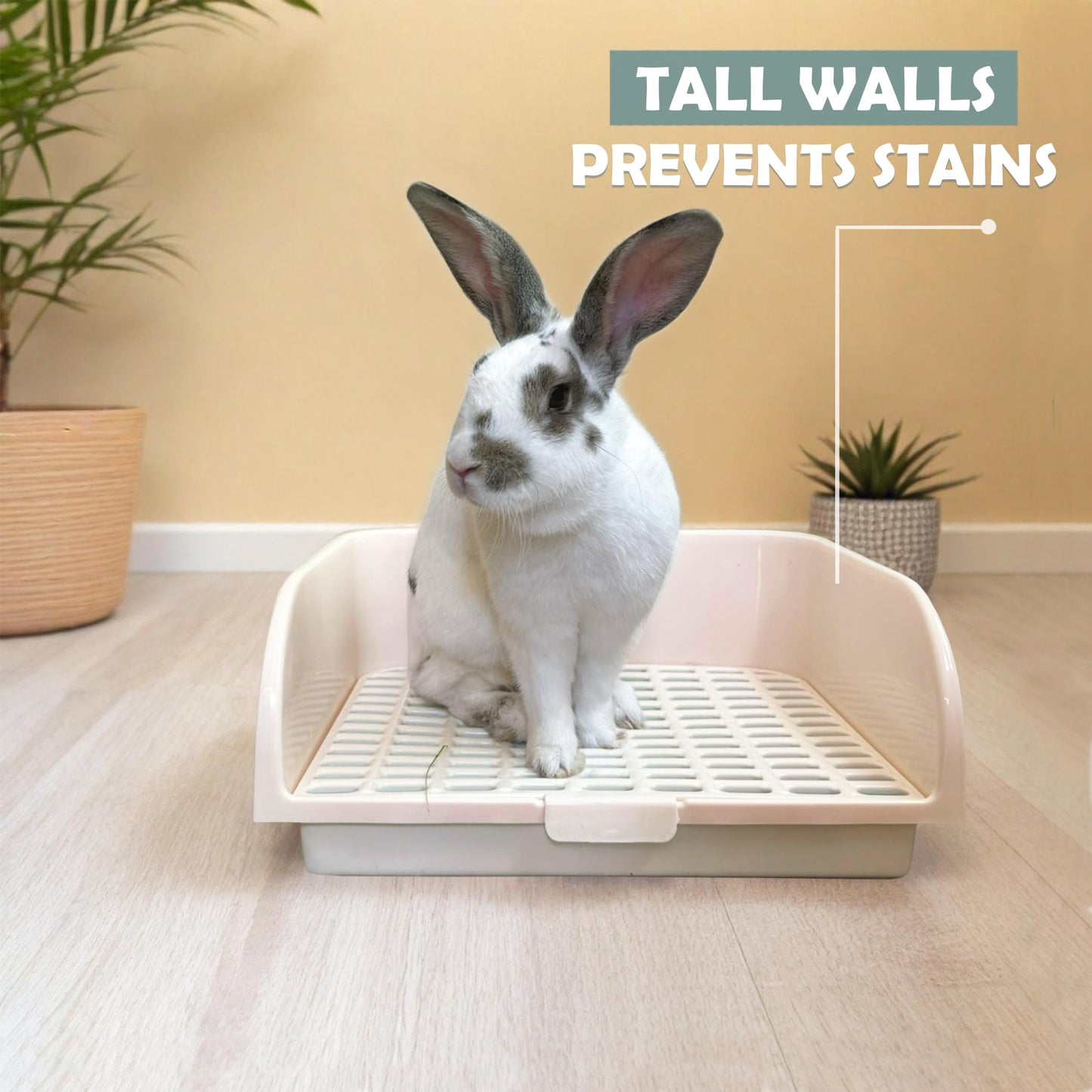Kiwi & Mora Rabbit Litter Box - Extra Large Bunny Litter Box, Easy to Clean and Disassemble, Prevents Odors and Stains. Training Toilet Pan for Guinea Pig, Hamster, Kitty, Ferret, Galesaur,Chinchilla