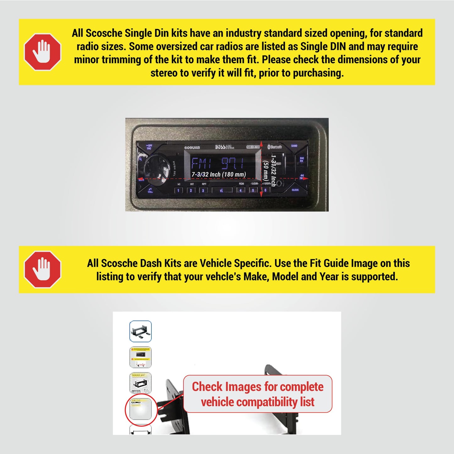 Scosche GM9505CS Complete Single DIN Stereo Installation Kit for Select Non-Amplified 1995-05 GM Full Size Trucks and SUV's - No Steering Wheel Remote - See Fit Guide in Images to Verify Your Vehicle