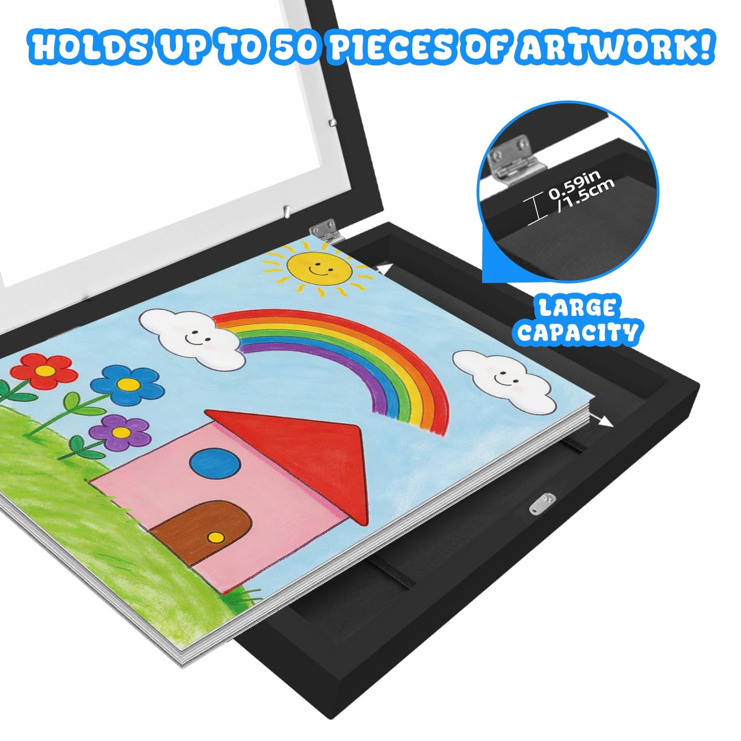 4 Pack Kids Artwork Frames Changeable 8.5 x 11 Inch Children Art Projects Display Storage Frame Front Opening Picture Art Frames for Wall Fits Children Drawings, Photos, Certificates (Black)