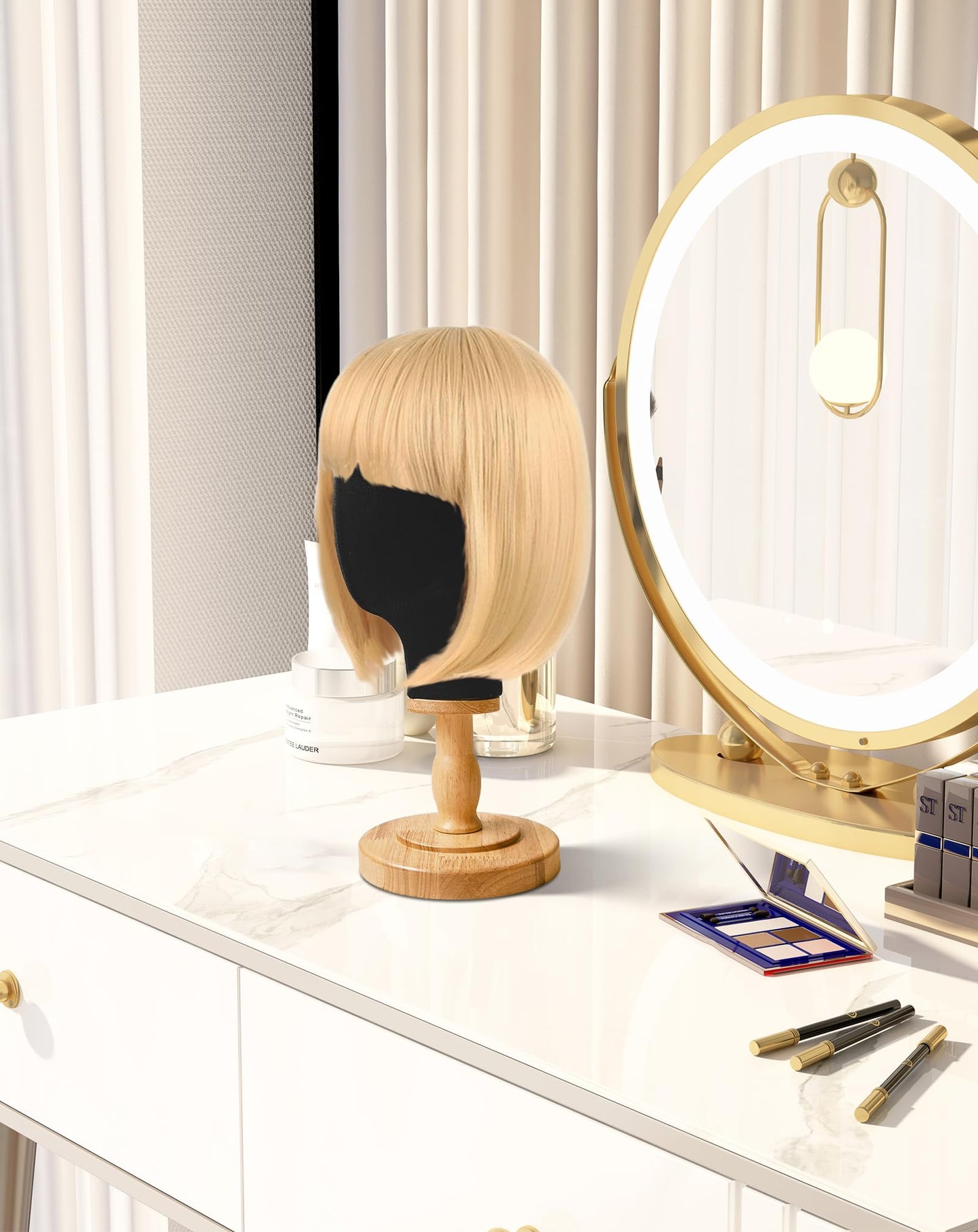 CHADWICK Black Mannequin Head Stand for Wigs, Hats, 21 Inches Fursuit Head, Hat Stand Holder with Detachable Wood Stand, Professional Canvas Block for Shop, Home Decor, Hair Salon Display