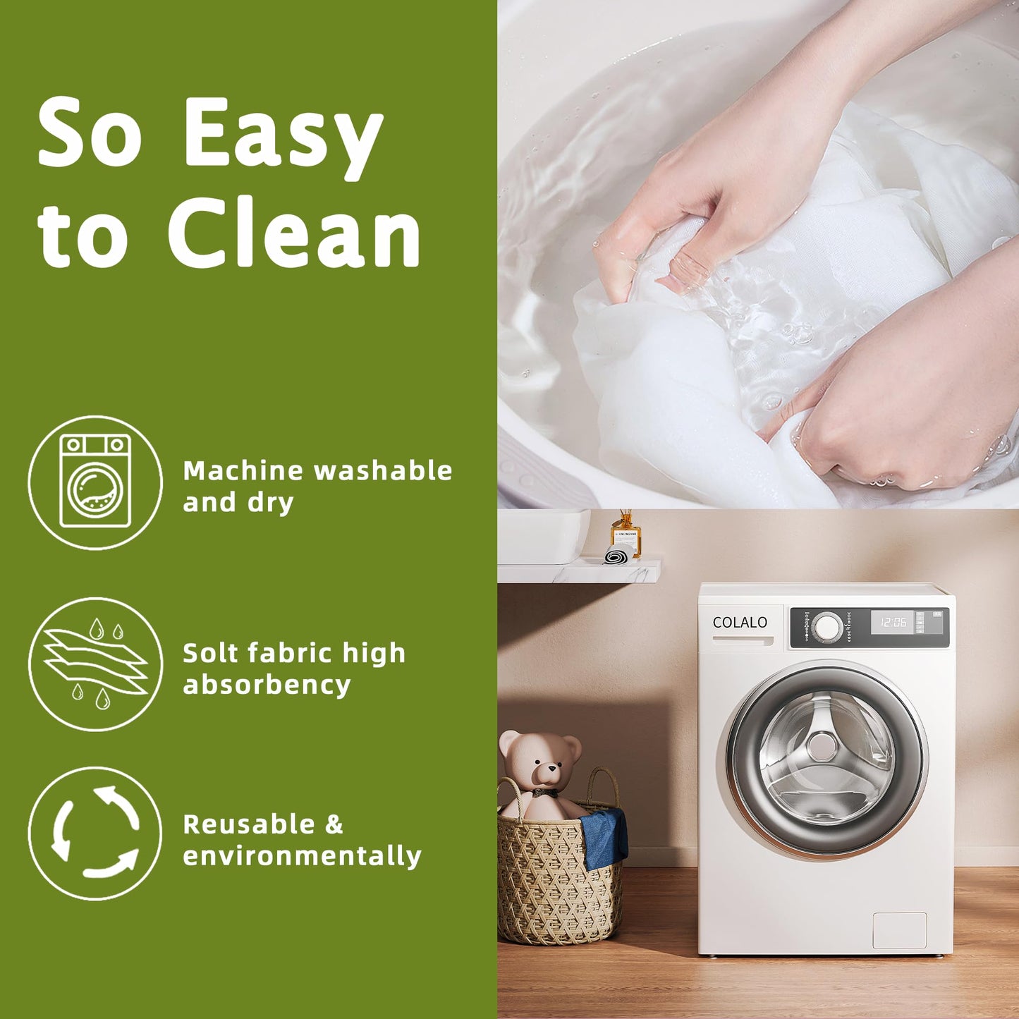Chloven Reusable Toilet Paper - 48 Pack Eco Friendly Cloth Wipes - Super Soft, Absorbent Toilet Paper Cloth Washable Roll - Zero Waste Reusable Bidet Towels