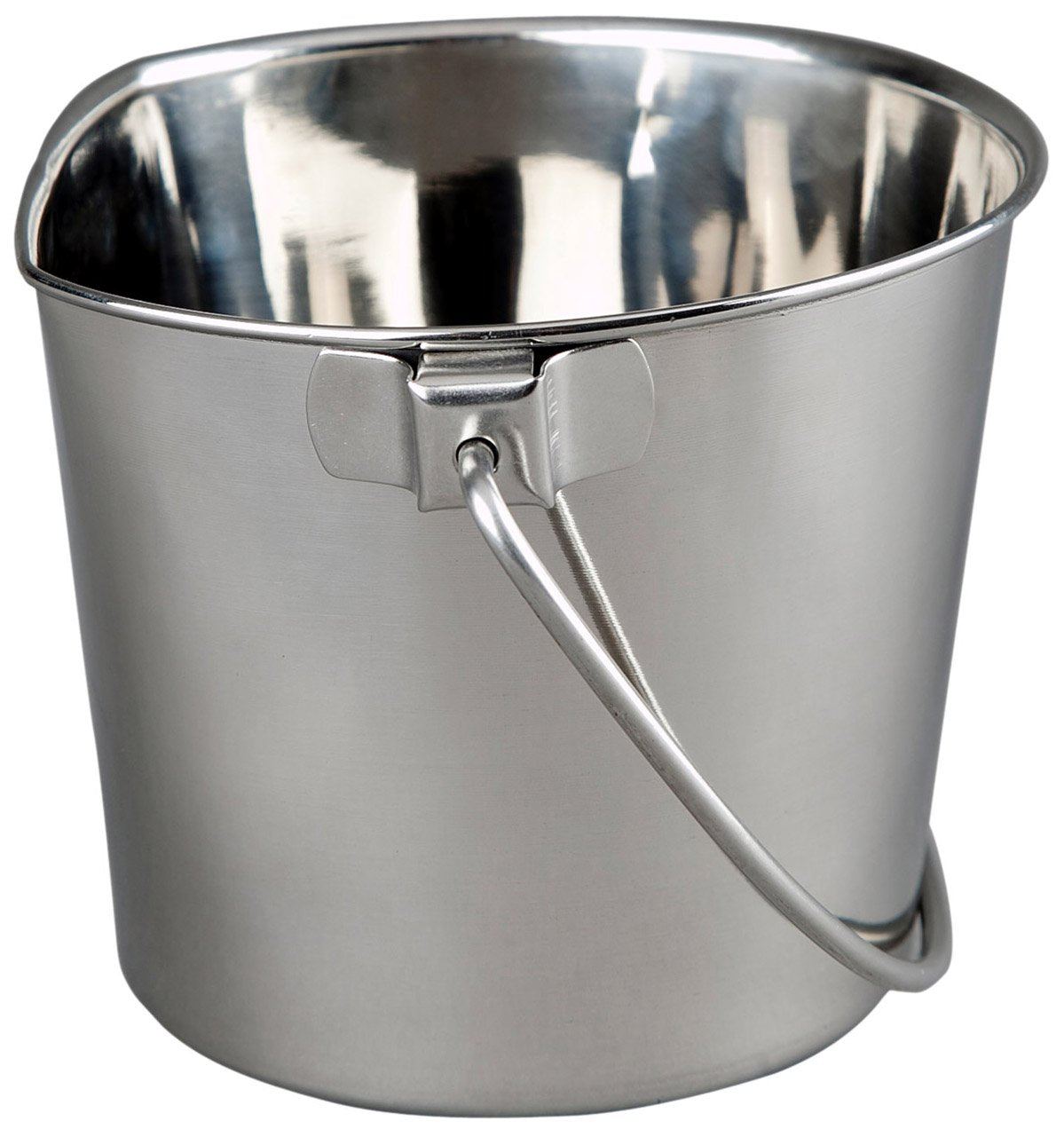 Advance PET Products 6 Quart Heavy Duty Stainless Steel Flat Side Bucket | Durable Food & Water Pail for Dogs, Cats, Kennels, Cages and Critter Crates | Multi-Purpose Bucket