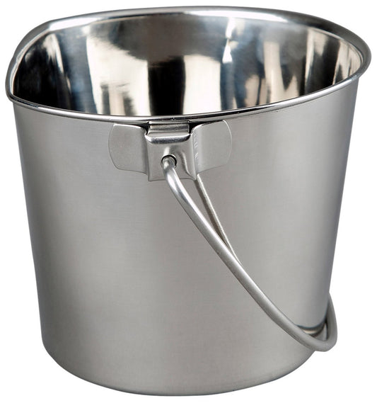 Advance PET Products 6 Quart Heavy Duty Stainless Steel Flat Side Bucket | Durable Food & Water Pail for Dogs, Cats, Kennels, Cages and Critter Crates | Multi-Purpose Bucket